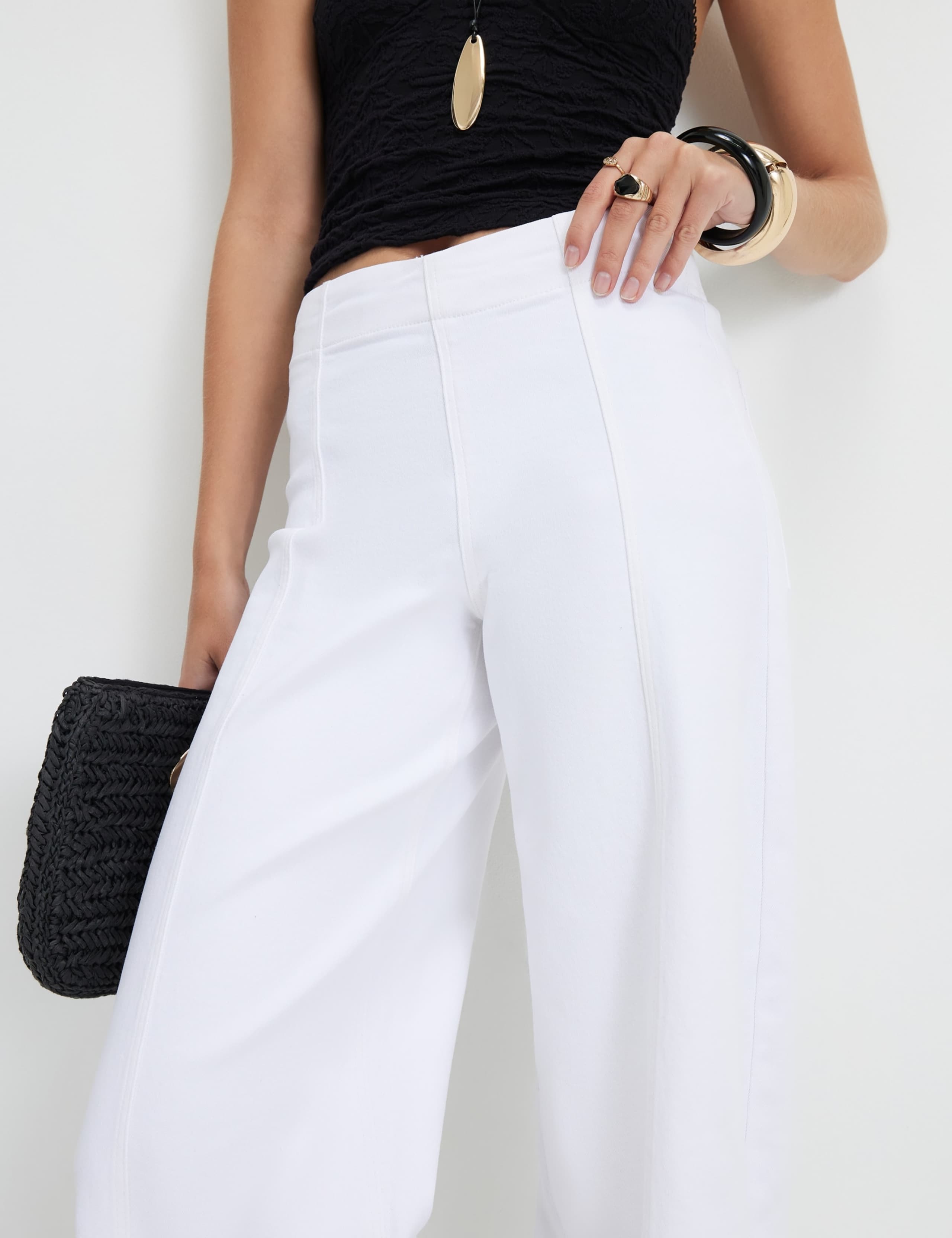 Cotton Rich Elasticated Waist Palazzo Jeans 4 of 4