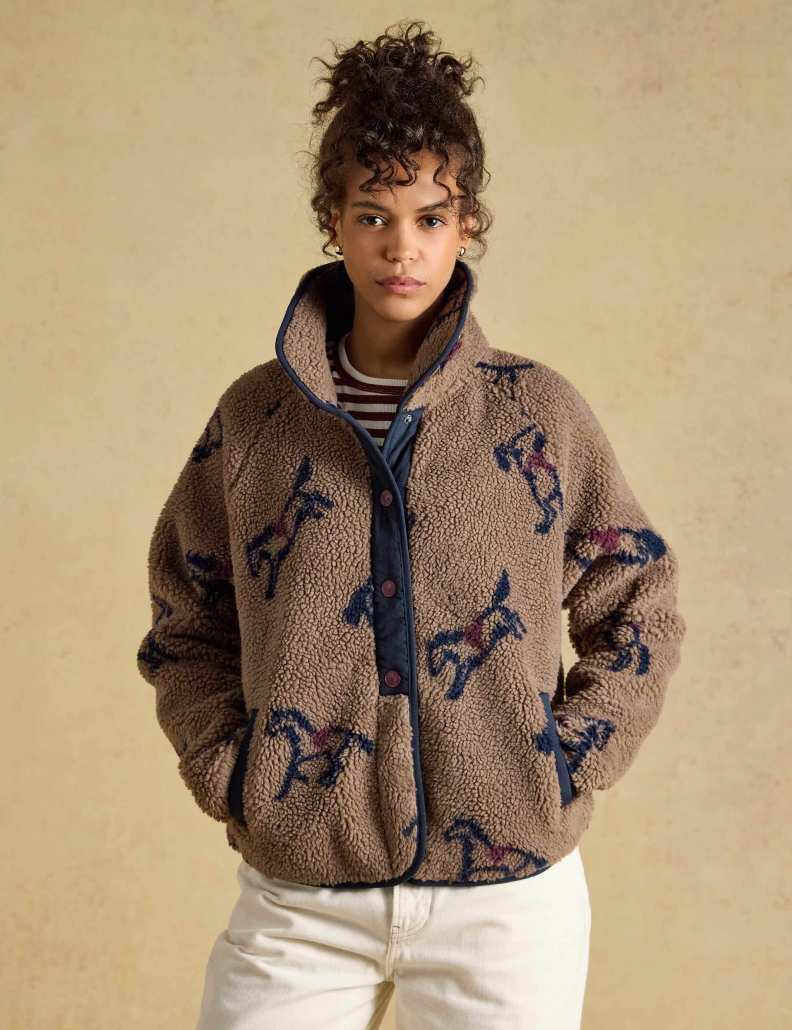 Funnel Neck Long Sleeve Fleece Jacket 1 of 8