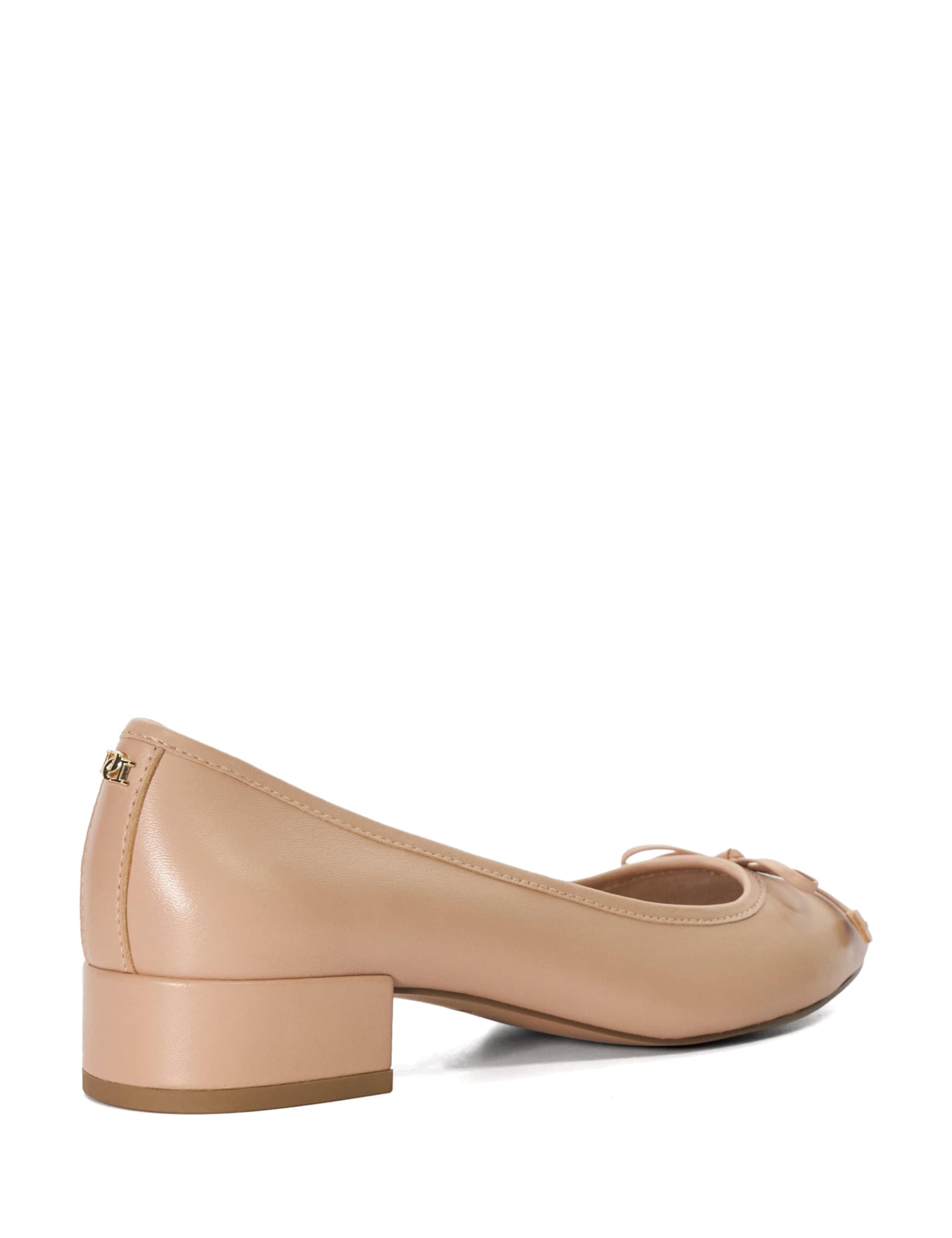 Leather Bow Slip On Block Heel Ballet Pumps 3 of 5