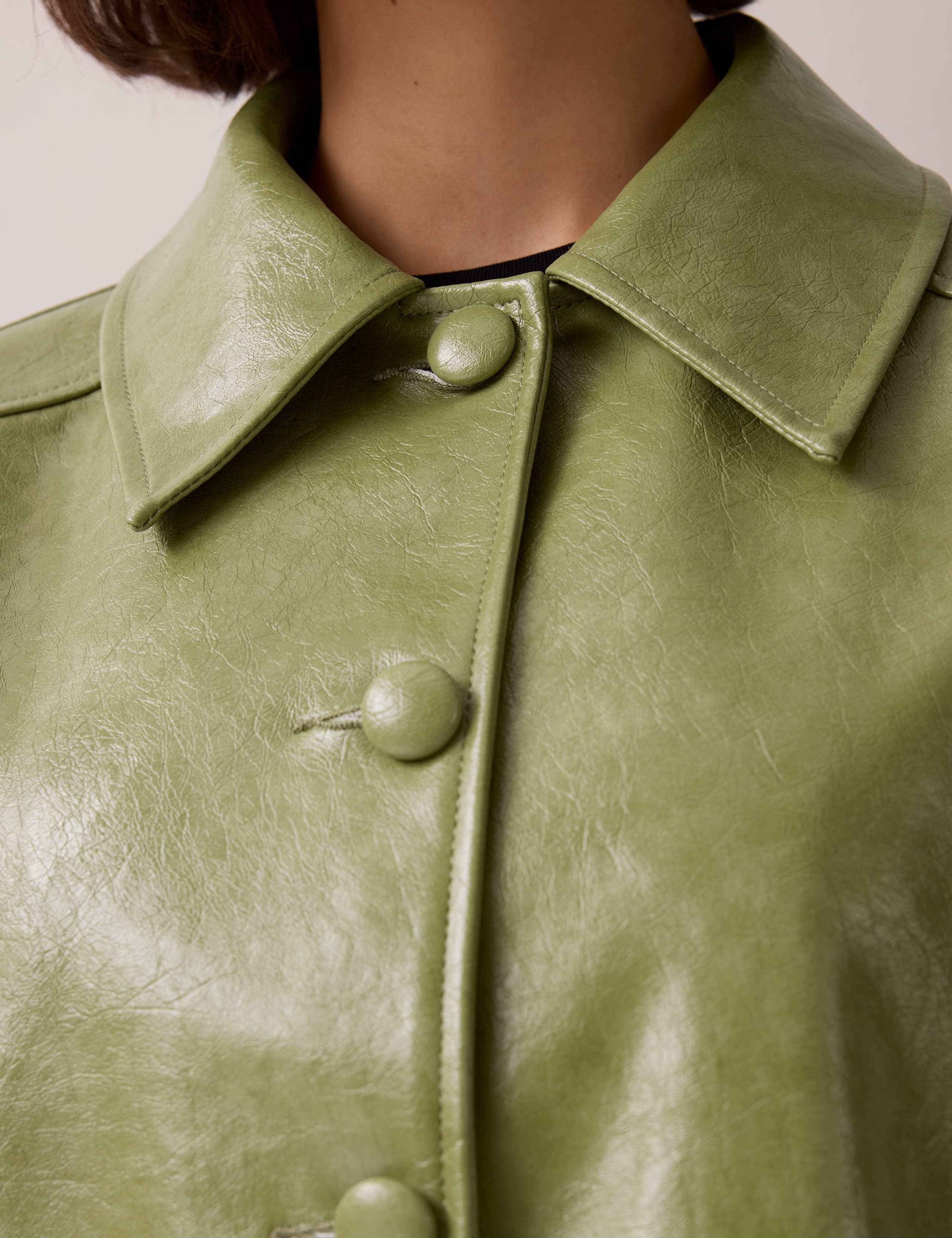 Faux Leather Car Coat 2 of 7