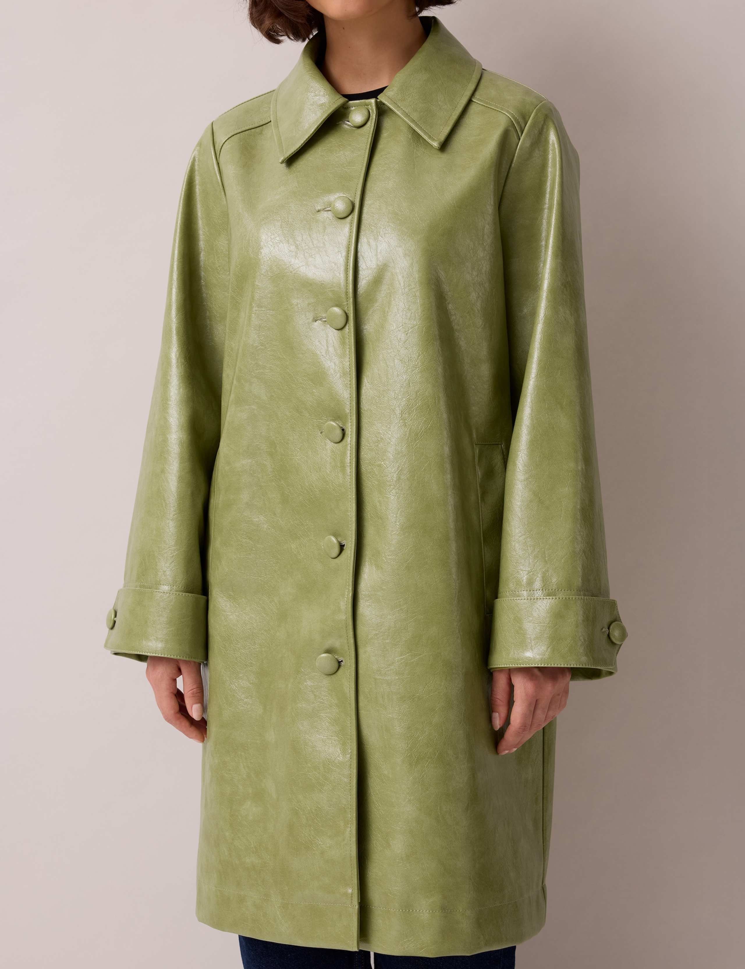 Faux Leather Car Coat 4 of 7