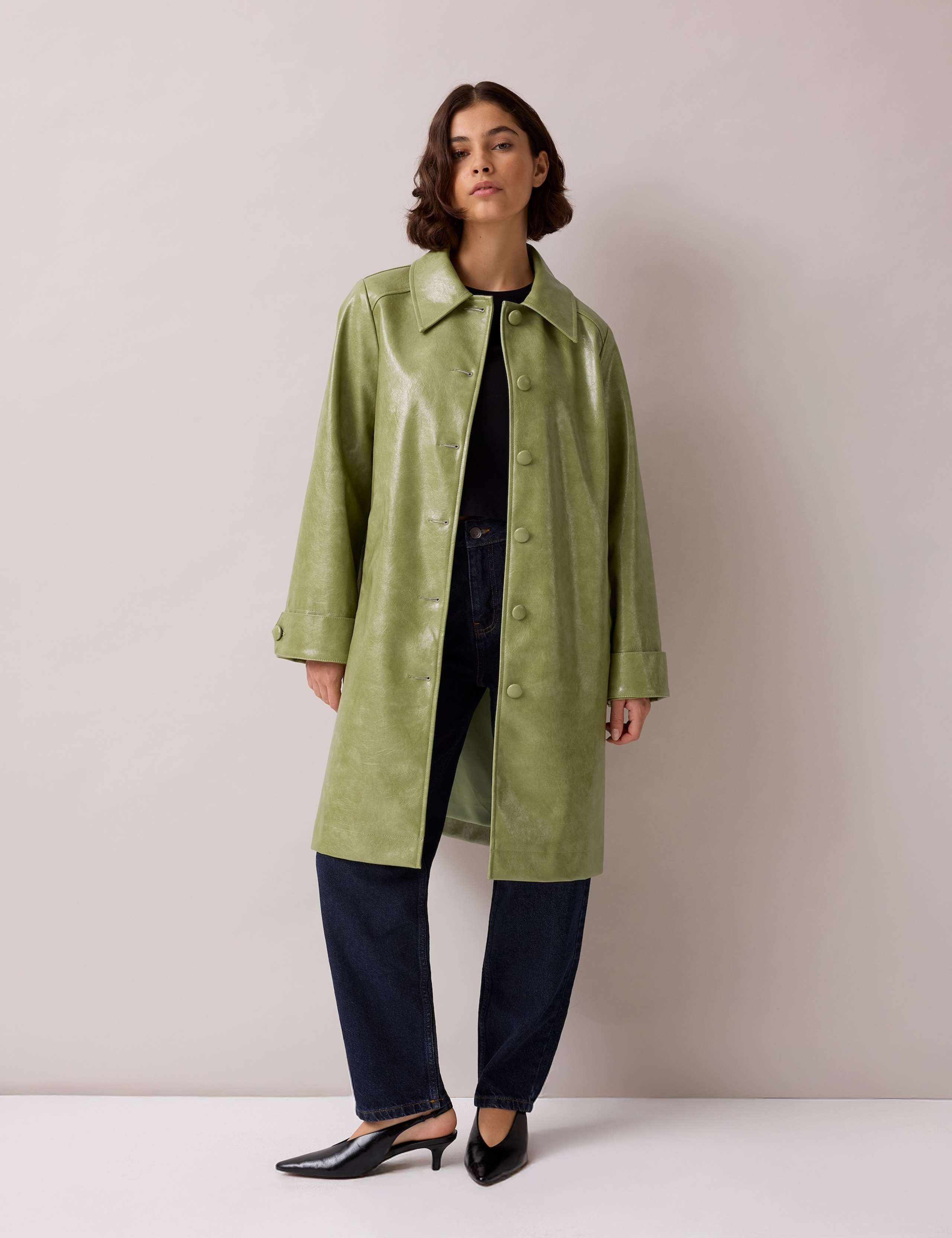 Faux Leather Car Coat 5 of 7