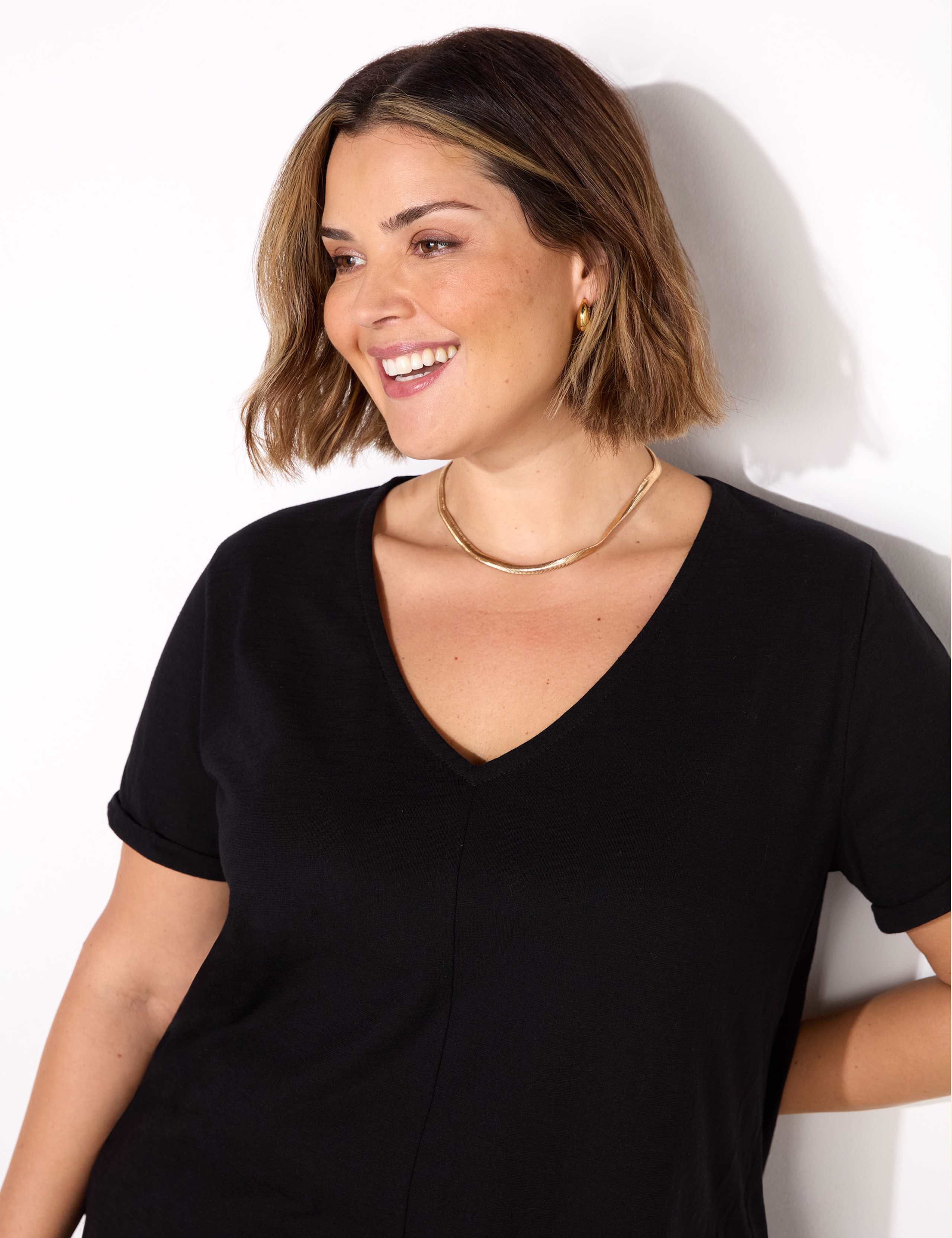 Pure Cotton V-Neck T-Shirt 2 of 3