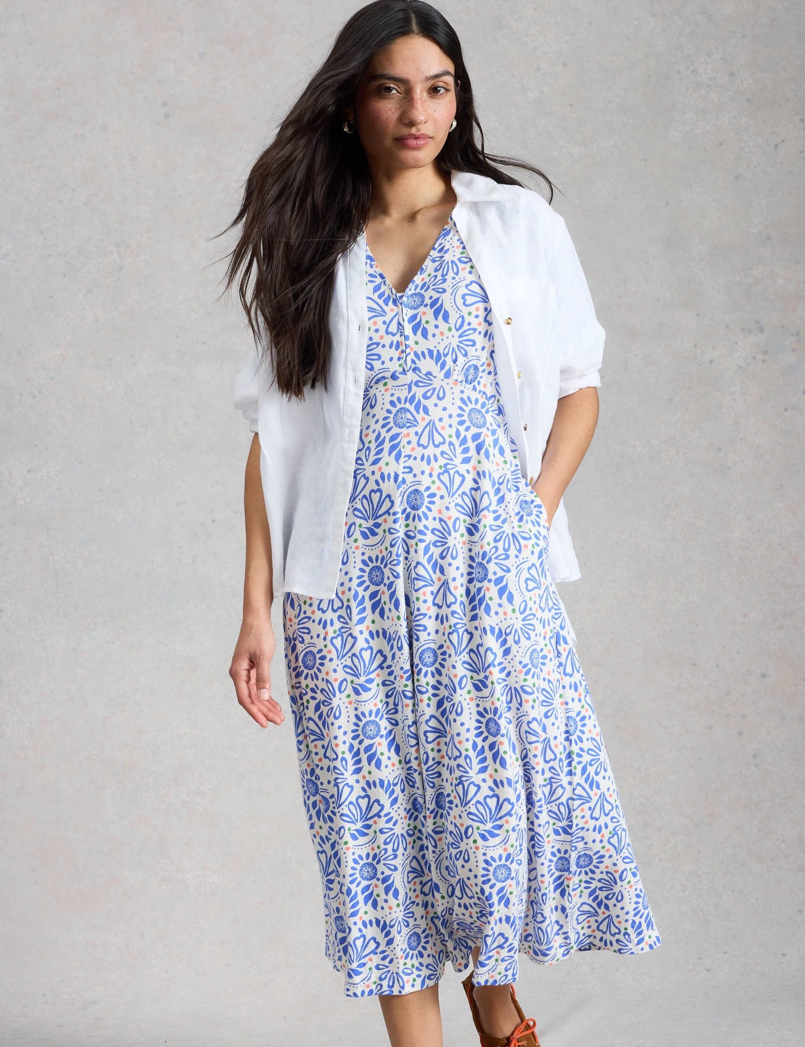 Cotton Modal Blend Jersey Midi Tea Dress 1 of 6