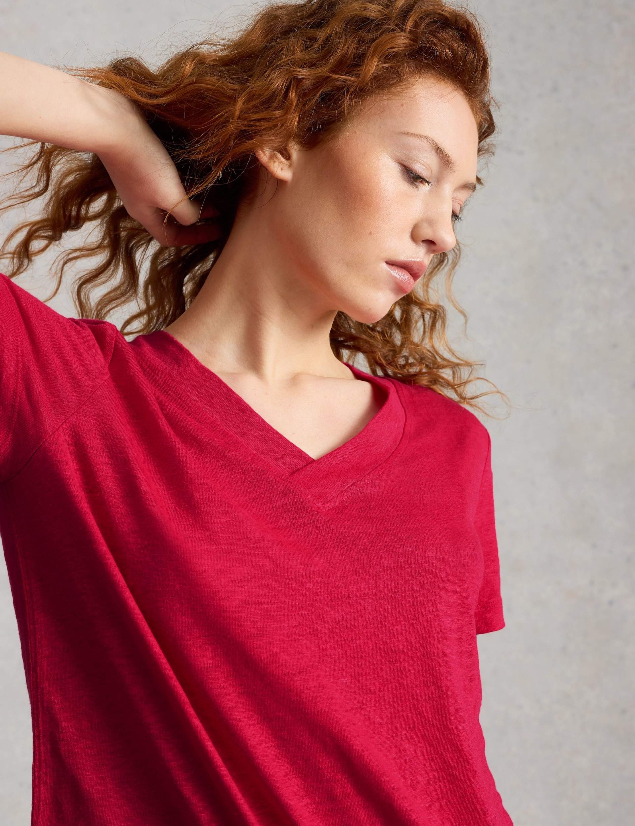 Pure Linen V-Neck T-Shirt 6 of 6