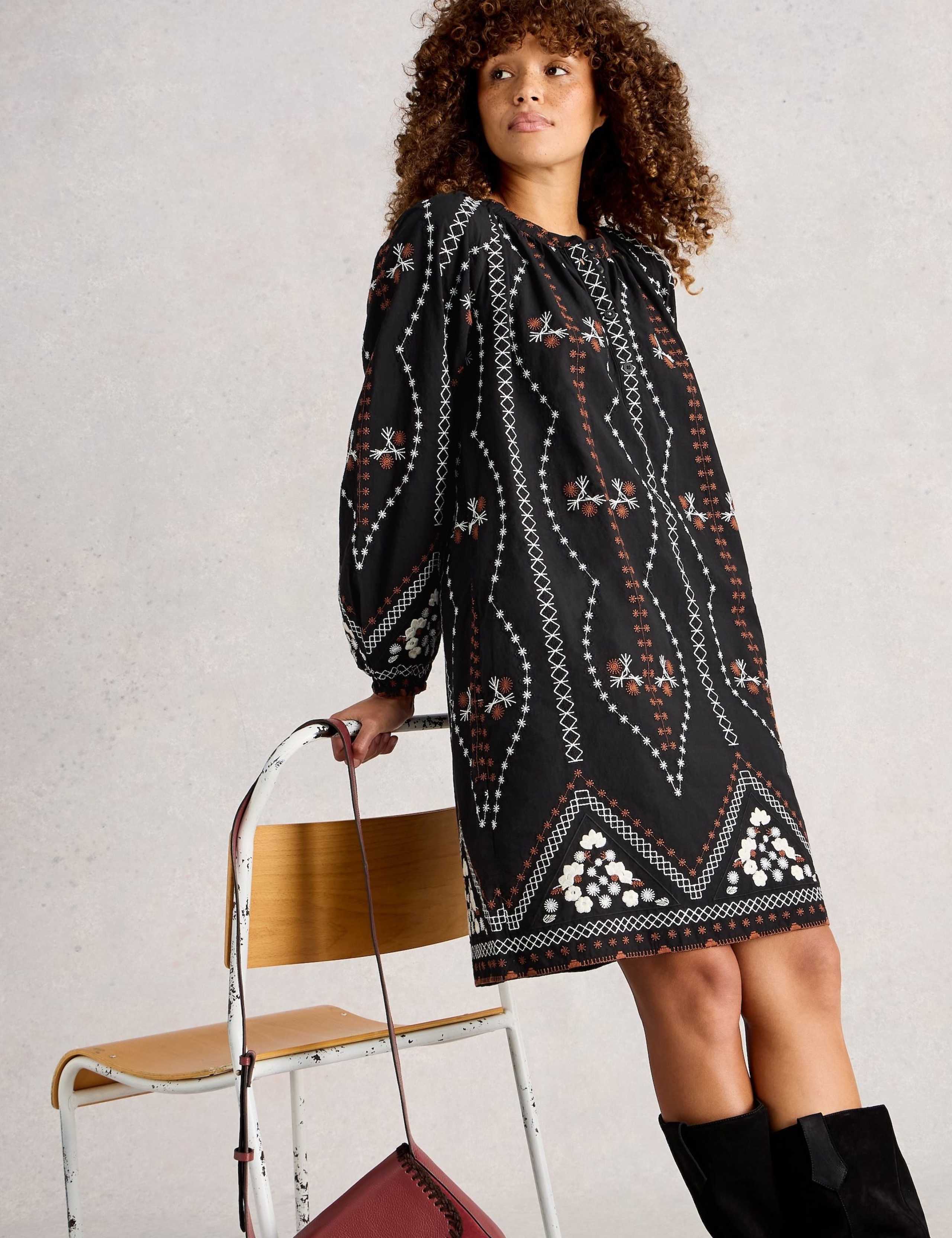 Pure Cotton Embroidered Shift Dress 3 of 6