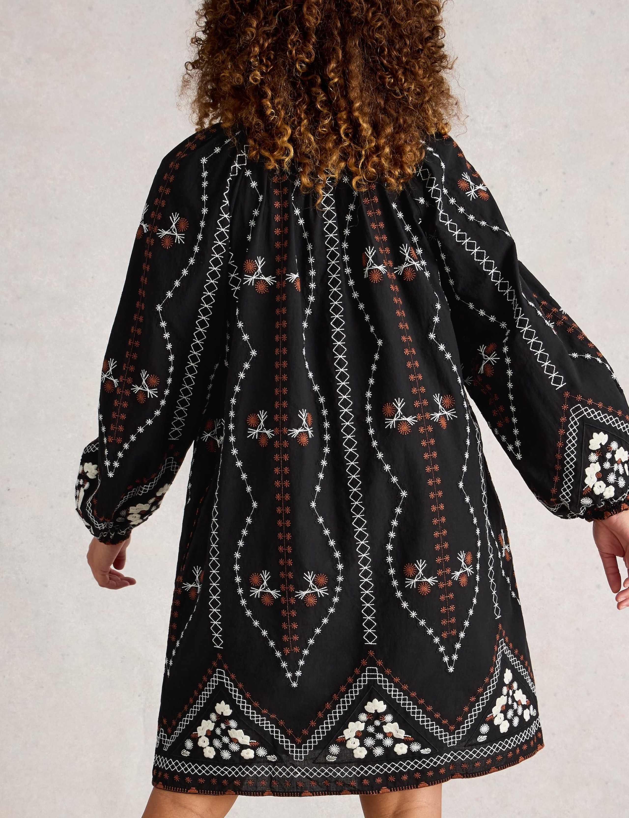 Pure Cotton Embroidered Shift Dress 4 of 6