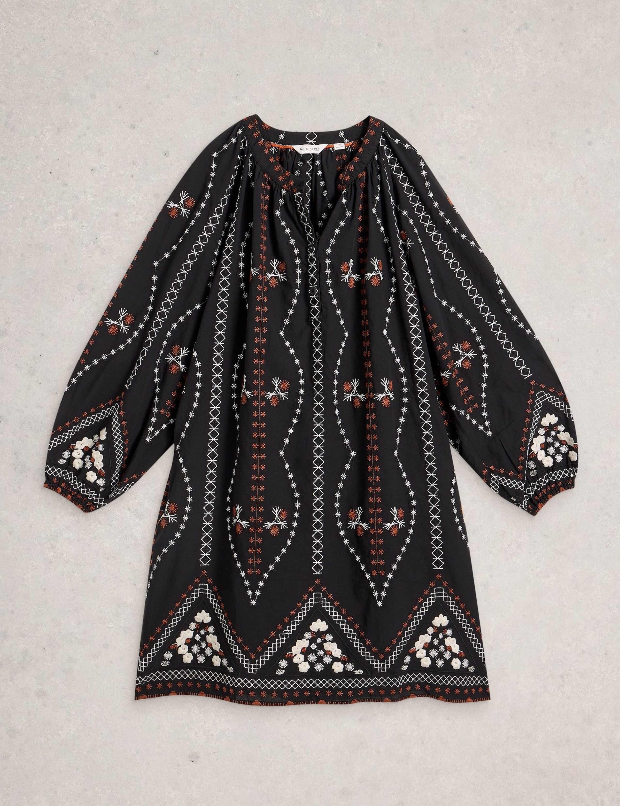 Pure Cotton Embroidered Shift Dress 2 of 6