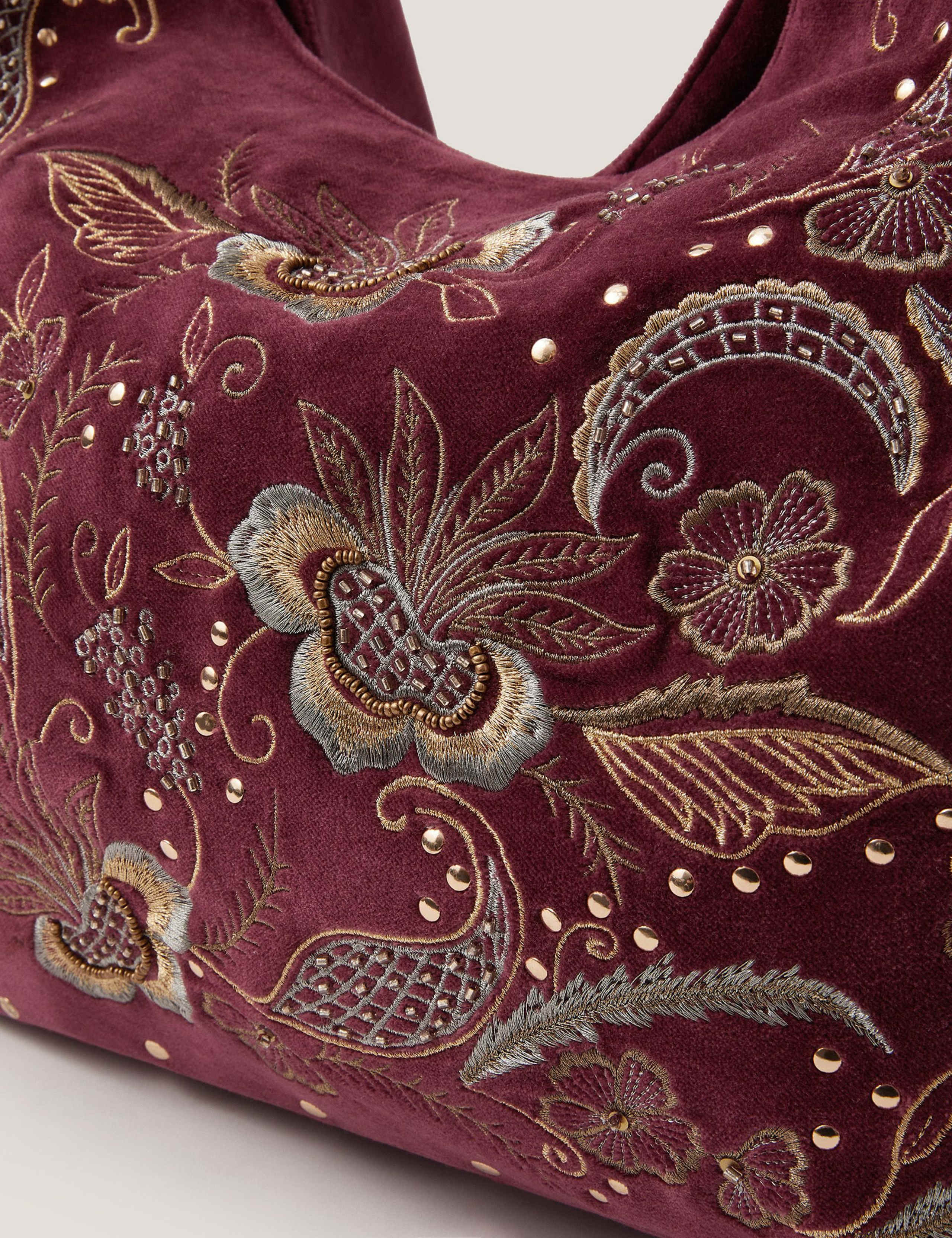 Pure Cotton Embroidered Slouch Shoulder Bag 3 of 4