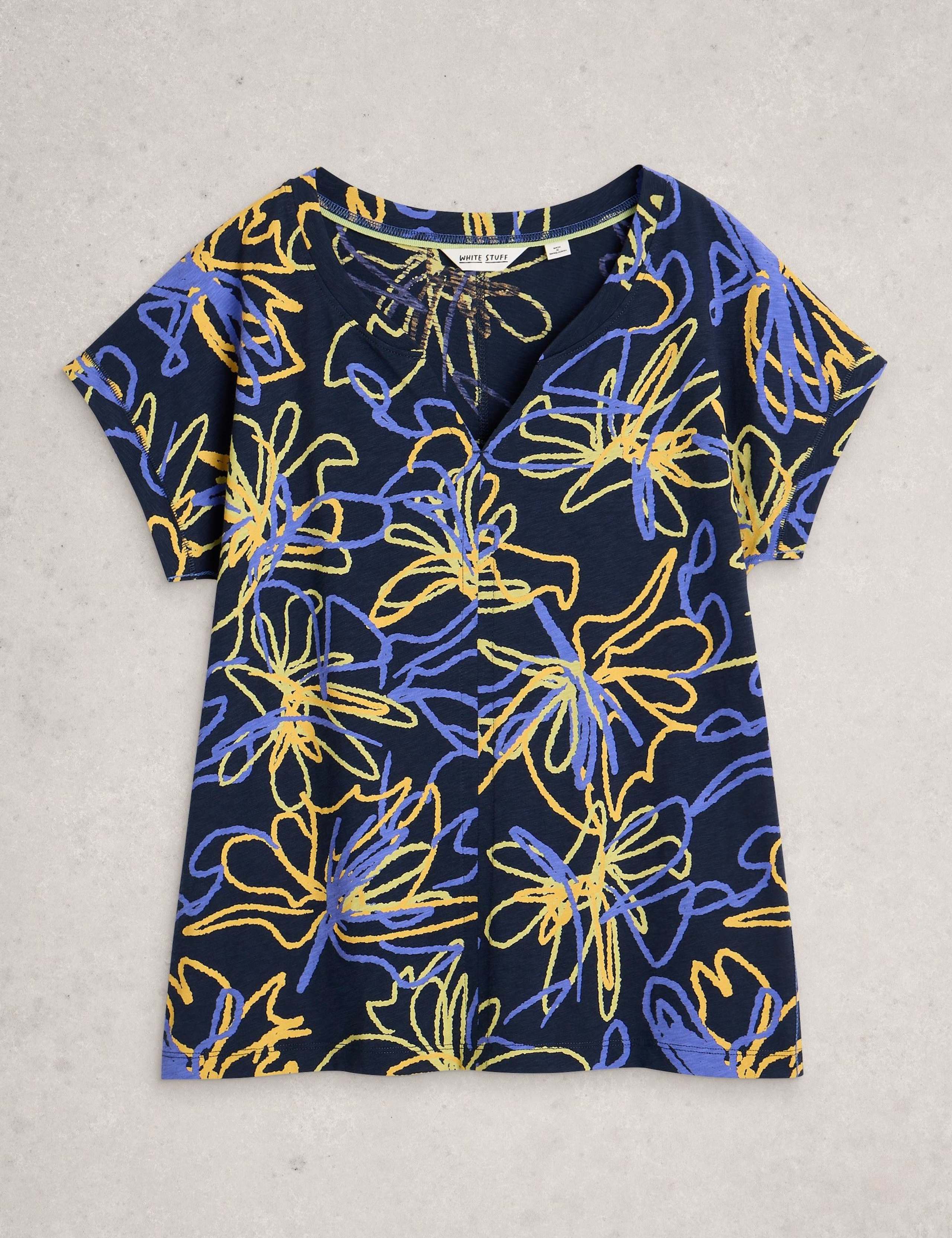 Pure Cotton Print Notch Neck T-Shirt 2 of 6