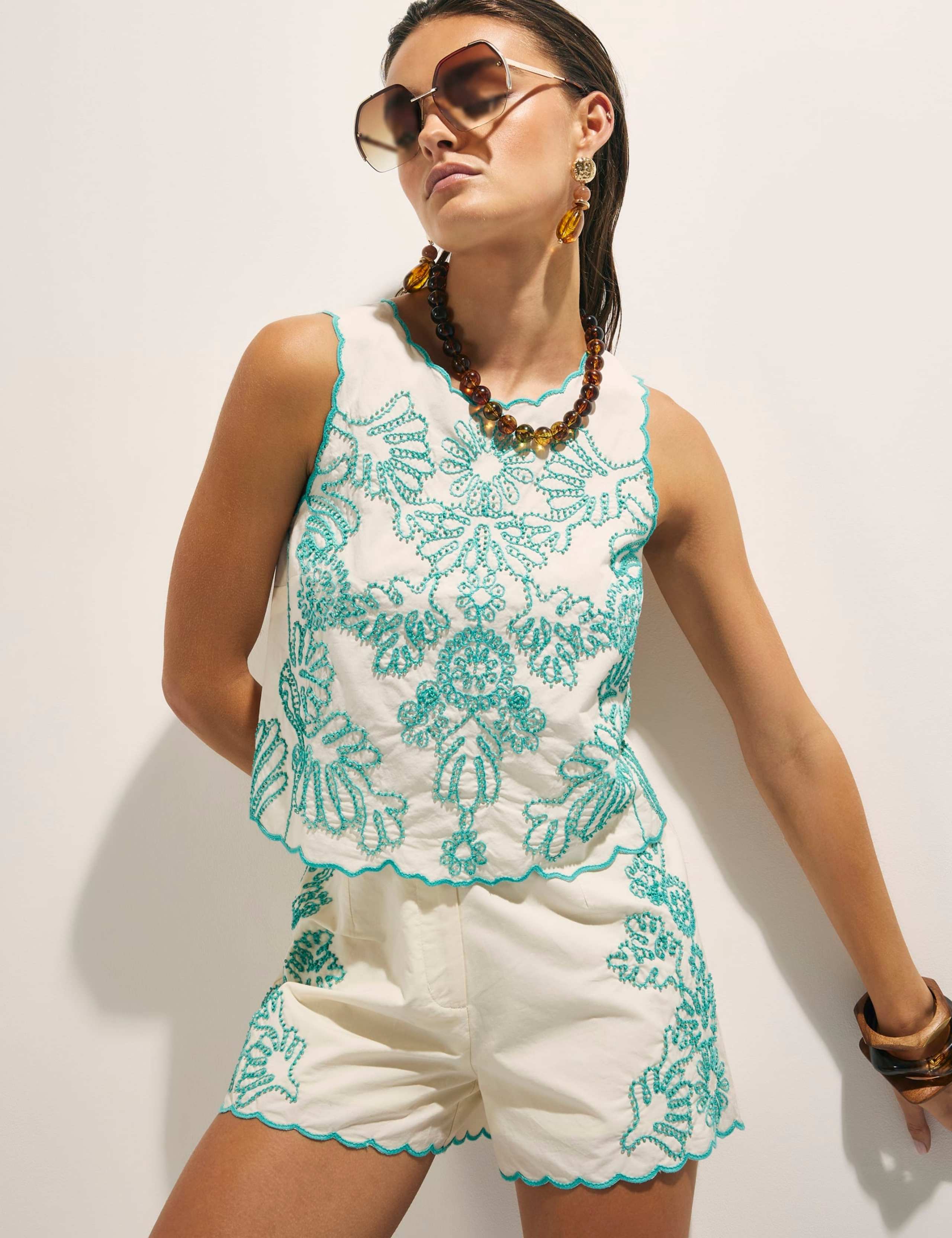 Cotton Rich Embroidered Vest Top 2 of 4