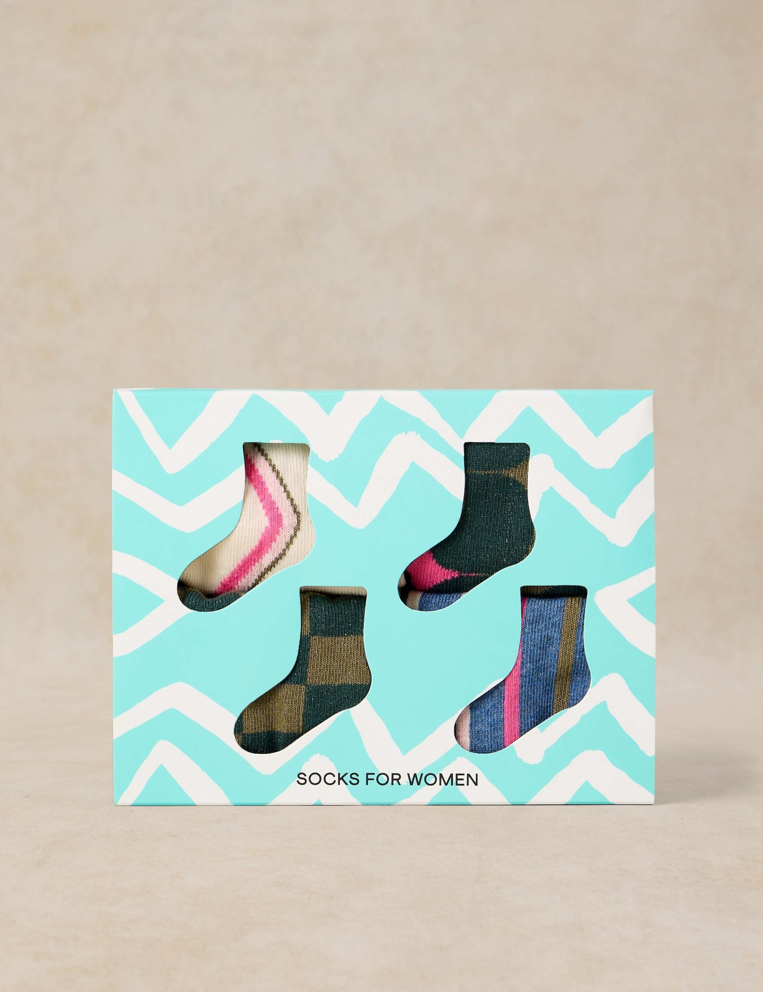 4 Pack Cotton Rich Geometric Ankle High Socks 2 of 4