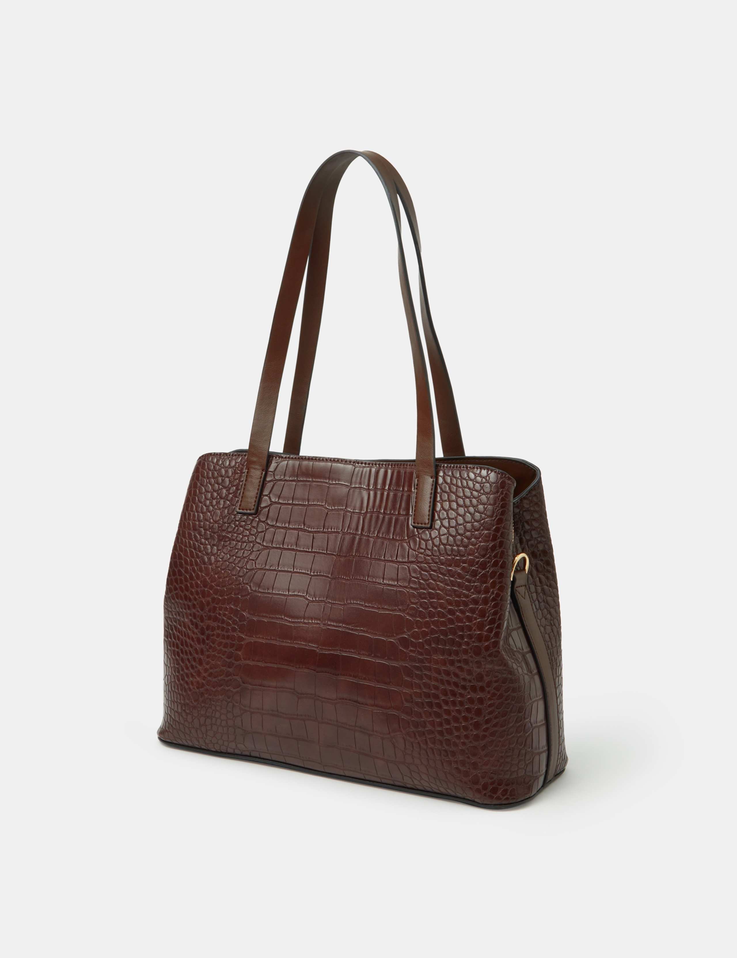 Croc Effect Faux Leather Shoulder Bag 3 of 5
