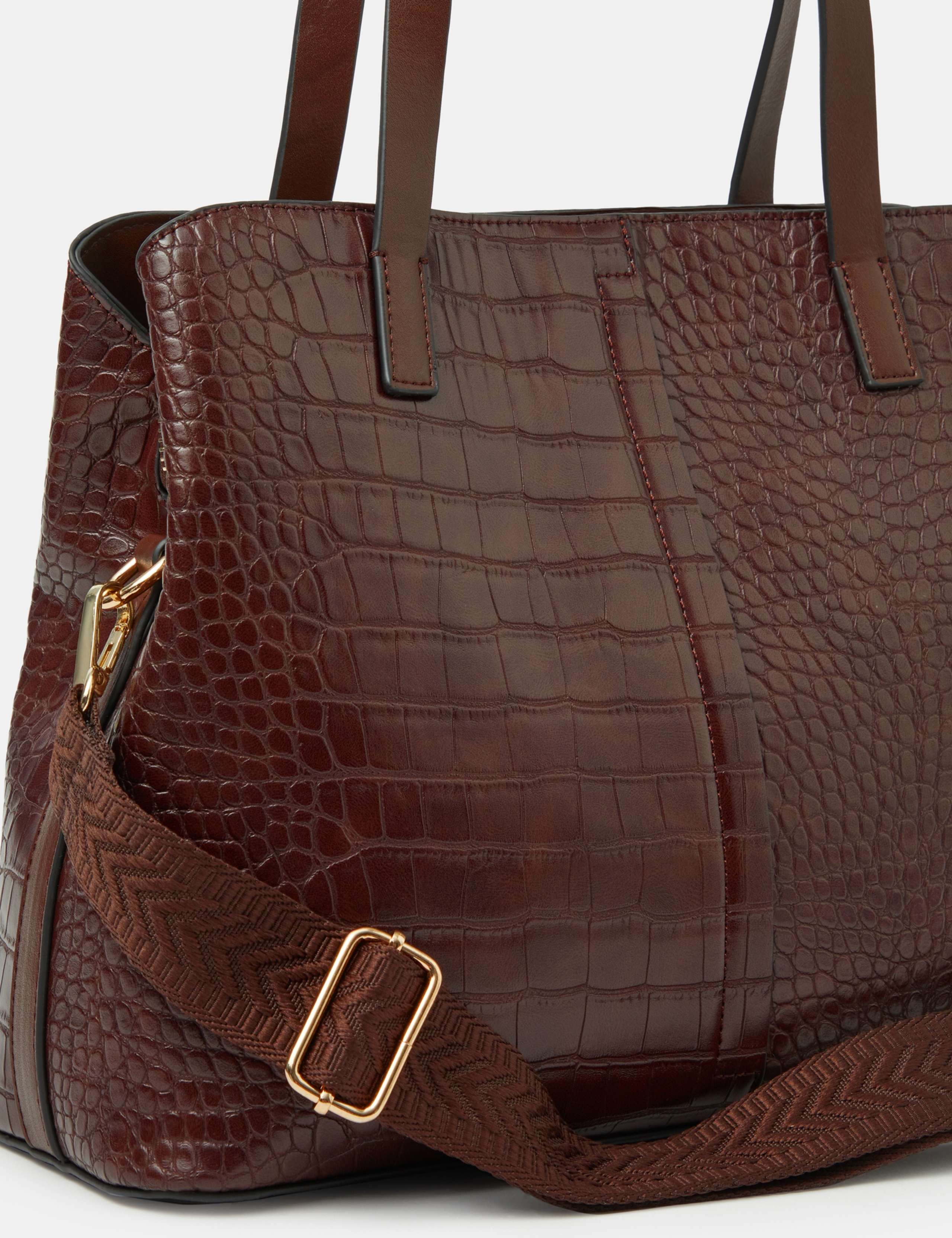 Croc Effect Faux Leather Shoulder Bag 5 of 5