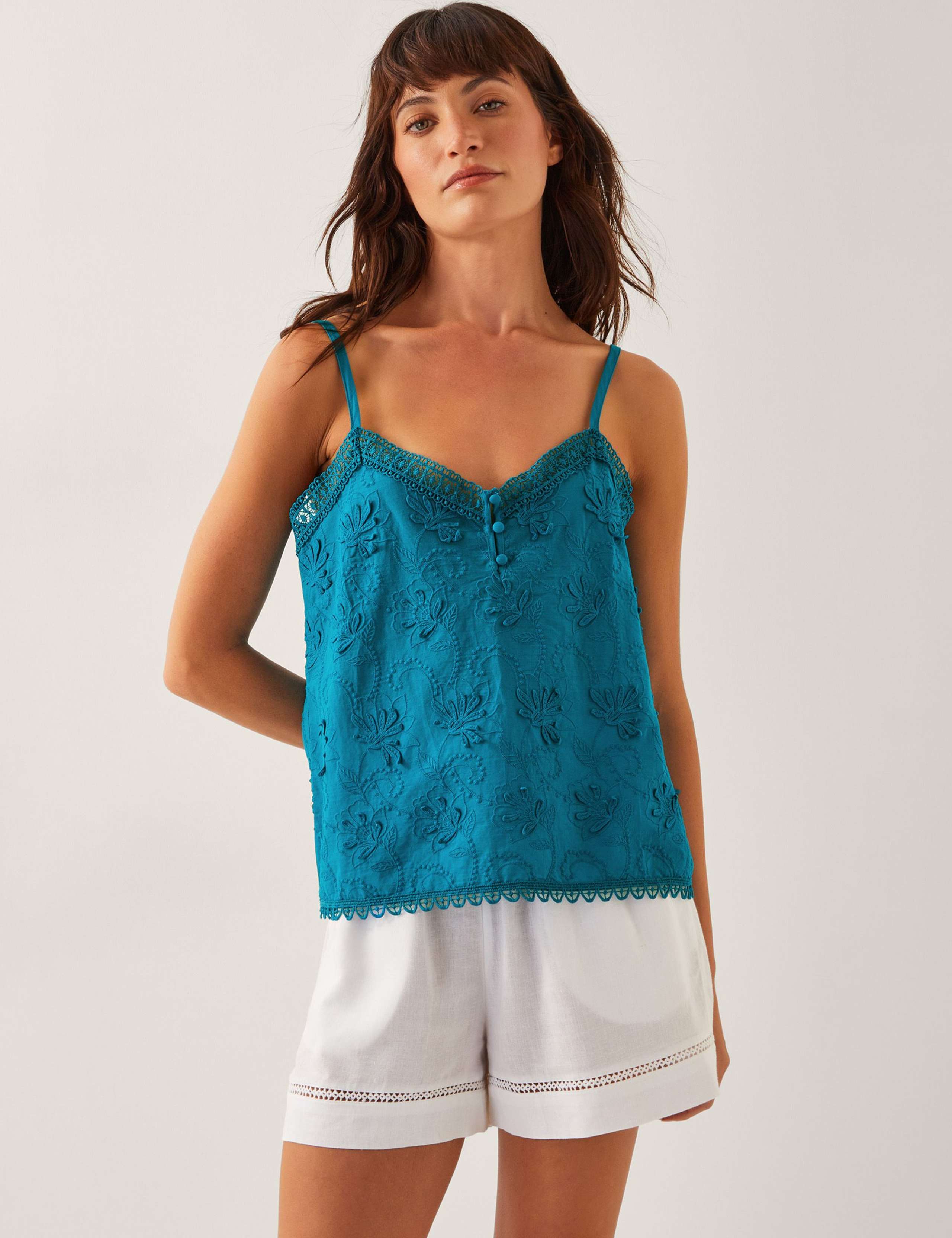 Pure Cotton Embroidered Cami Top 1 of 4