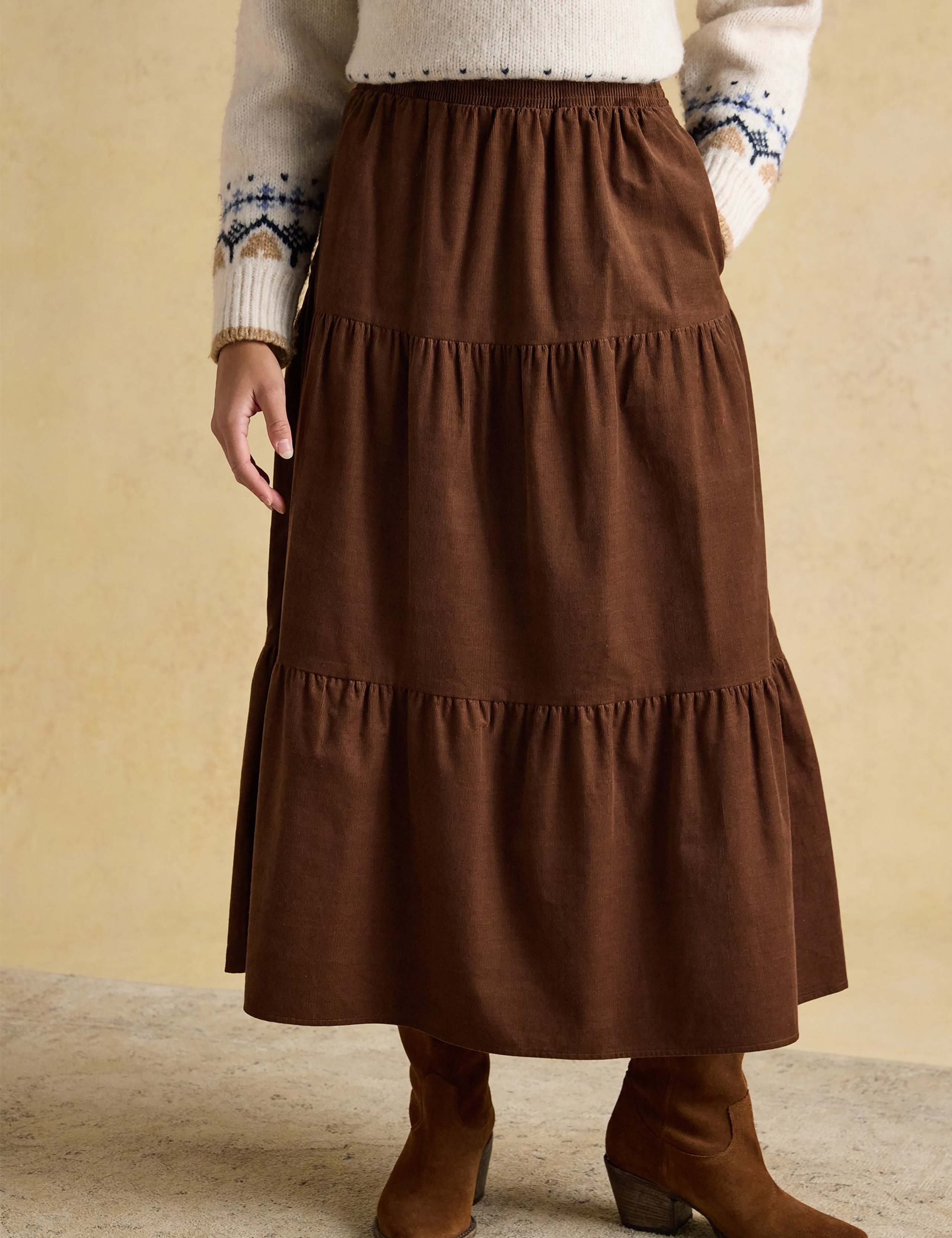 Cord Midi Tiered Skirt 3 of 8