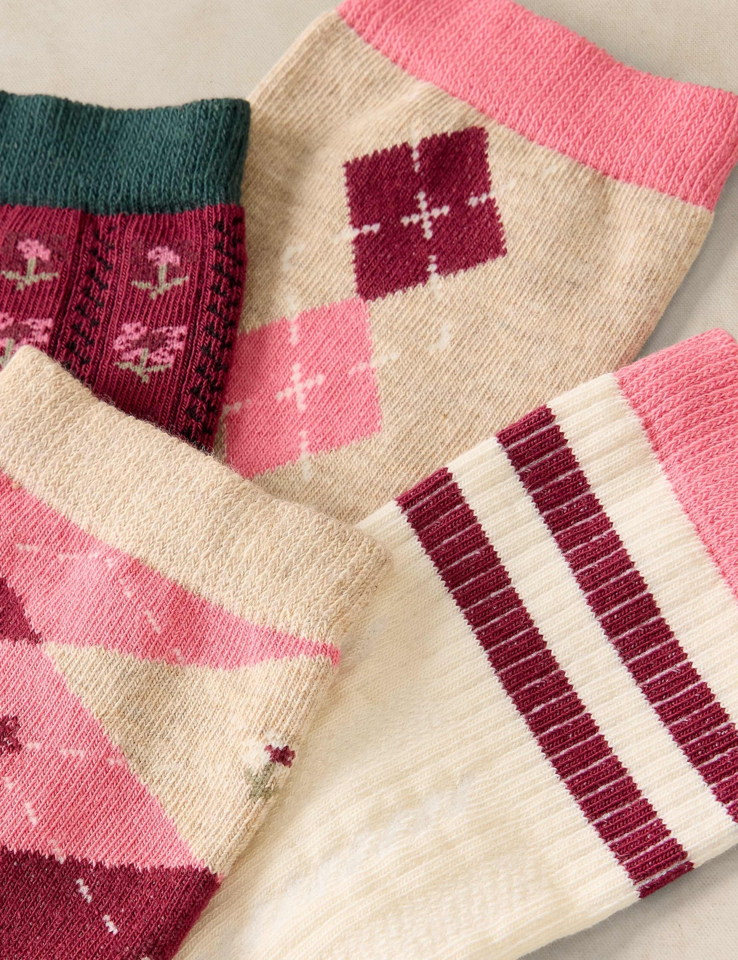 4 Pack Cotton Rich Argyle Ankle High Socks 3 of 4