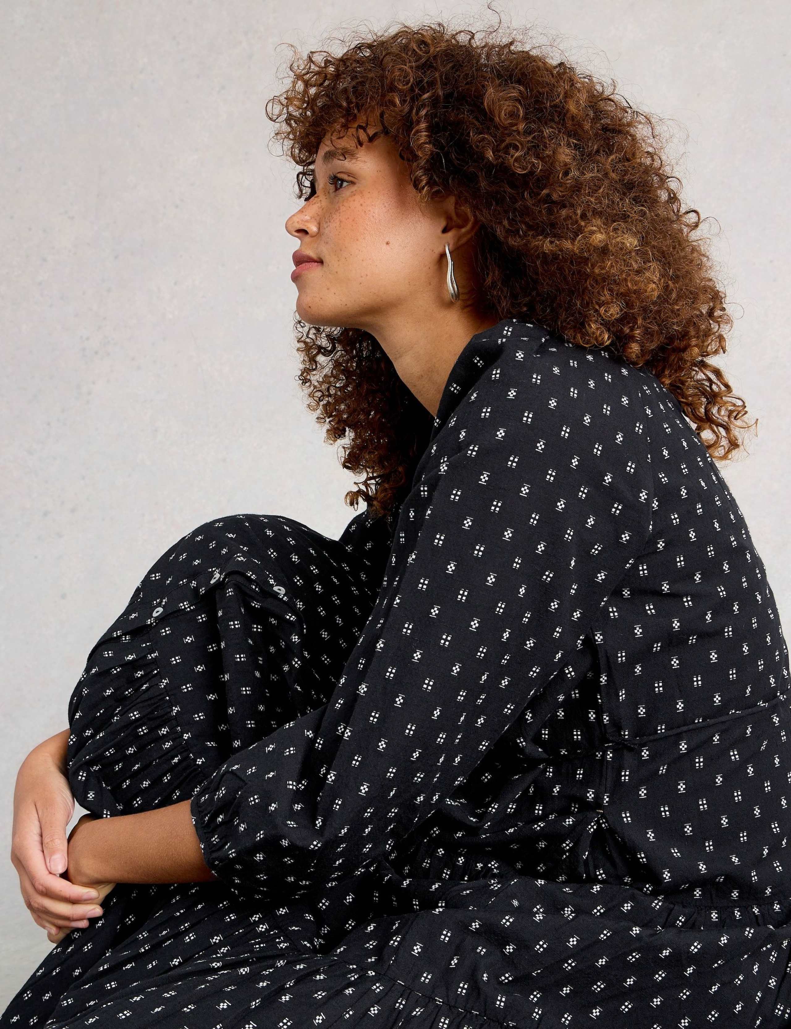 Pure Cotton Printed Midi Relaxed Tiered Dress 3 of 6