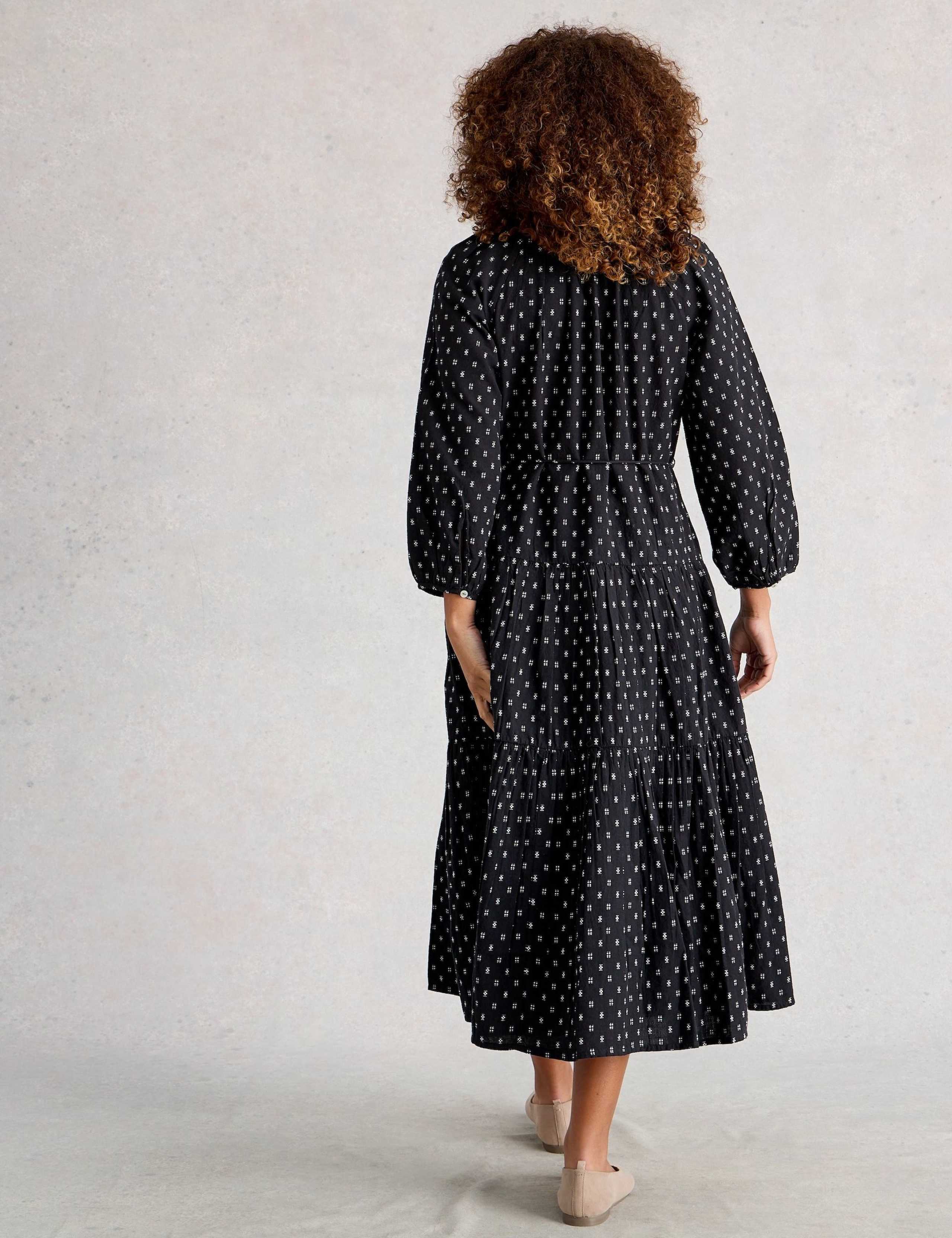 Pure Cotton Printed Midi Relaxed Tiered Dress 4 of 6