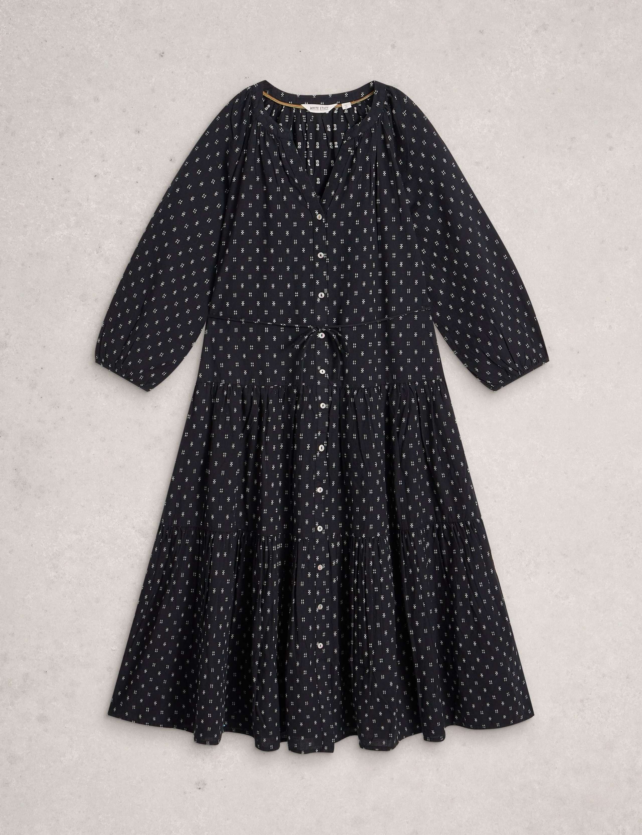 Pure Cotton Printed Midi Relaxed Tiered Dress 2 of 6