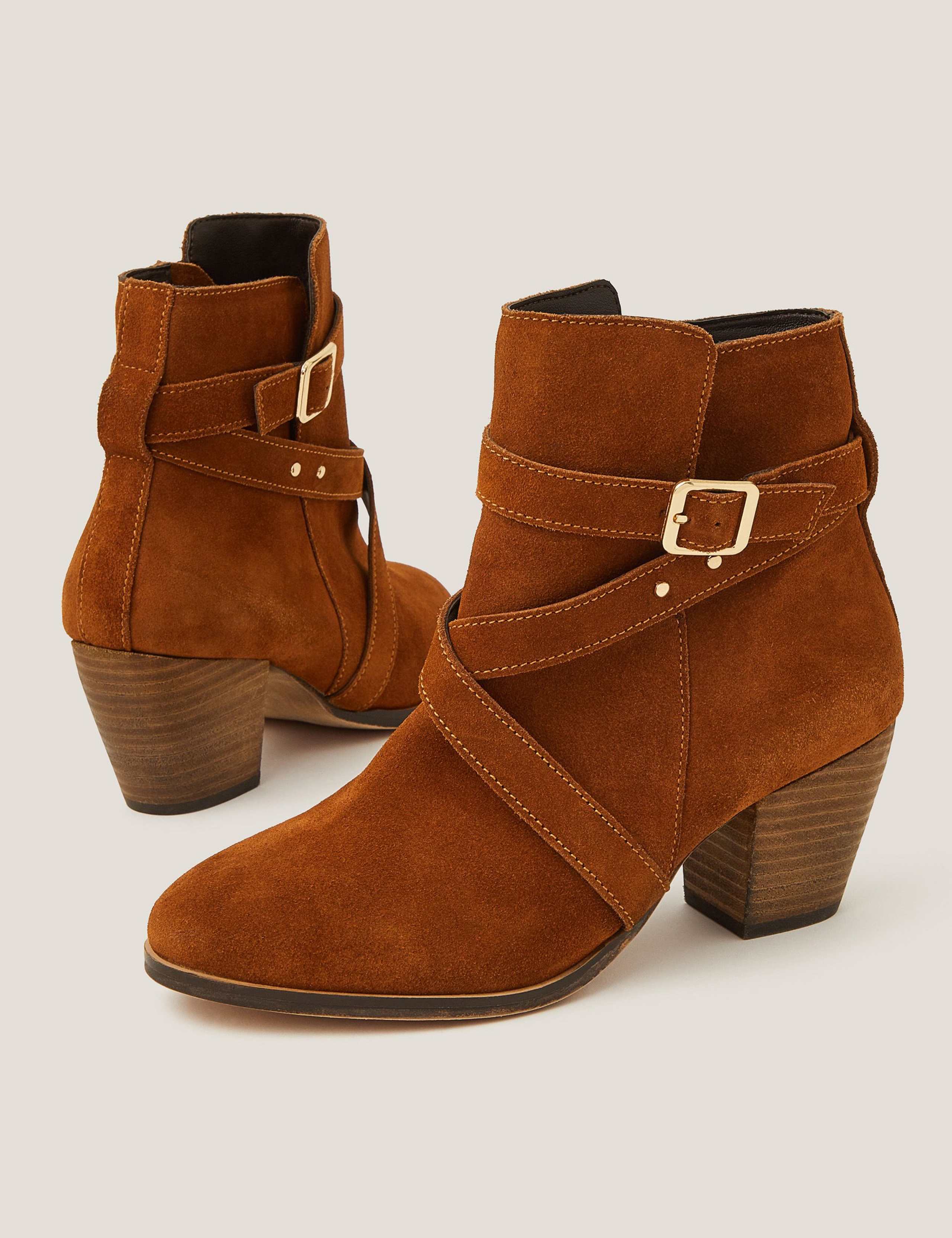 Suede Block Heel Ankle Boots 3 of 3