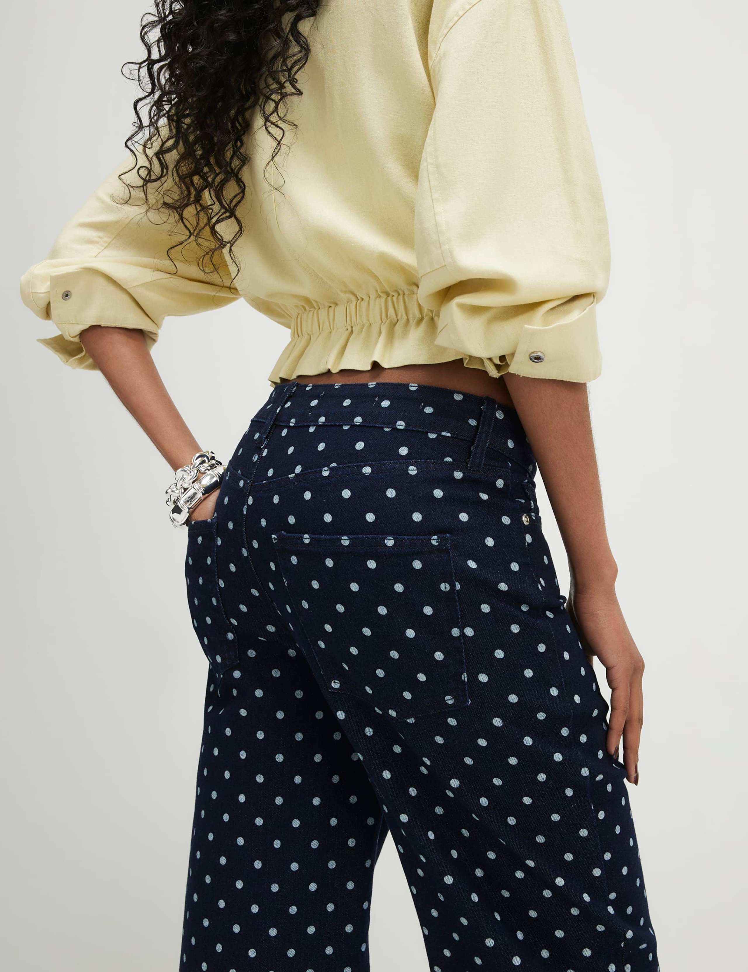 Polka Dot High Waisted Straight Leg Jeans 2 of 4