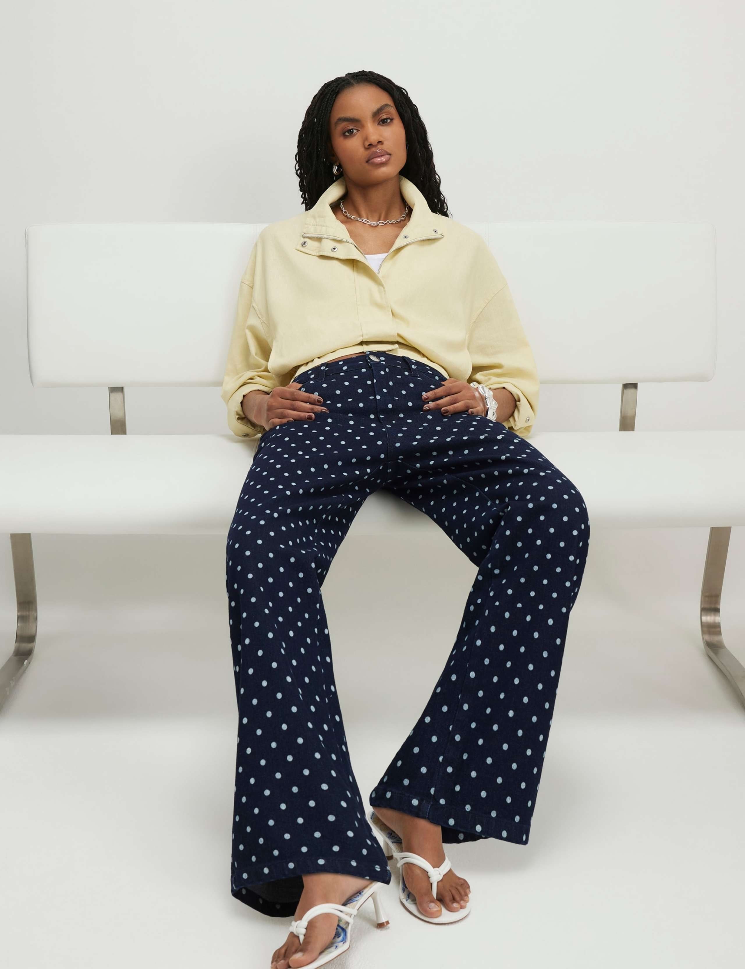 Polka Dot High Waisted Straight Leg Jeans 3 of 4
