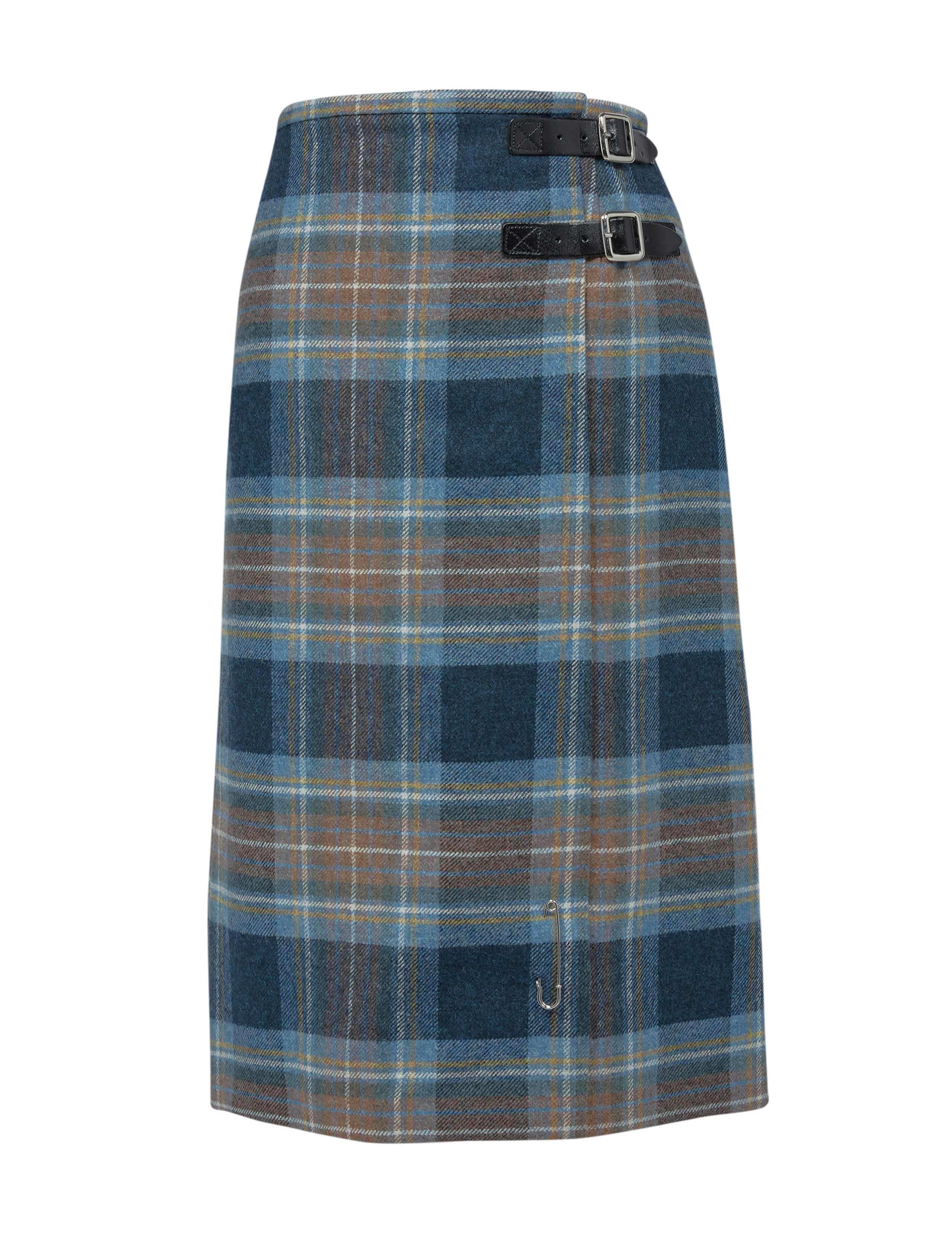 Pure Wool Checked Midi A-Line Skirt 2 of 6