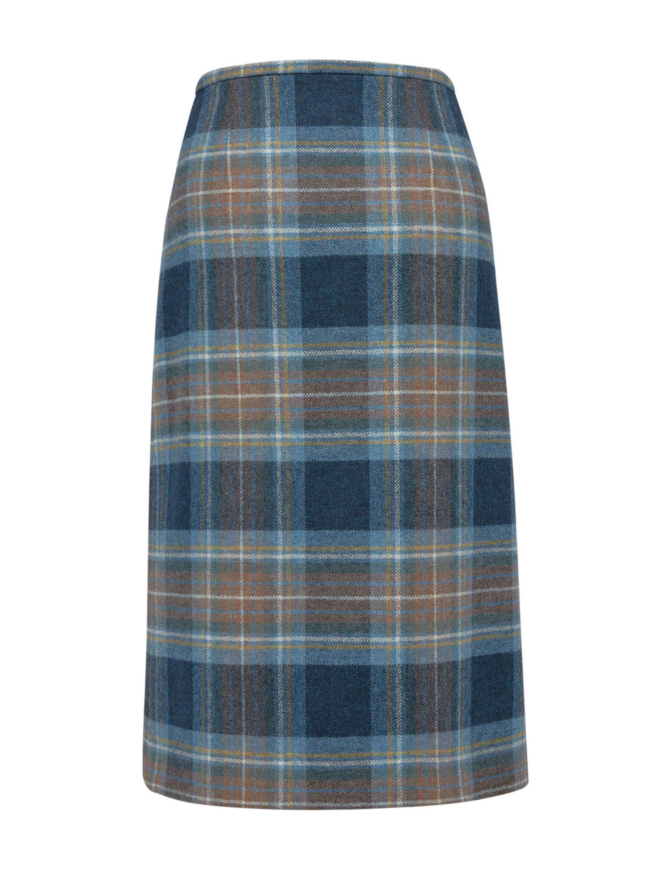 Pure Wool Checked Midi A-Line Skirt 3 of 6