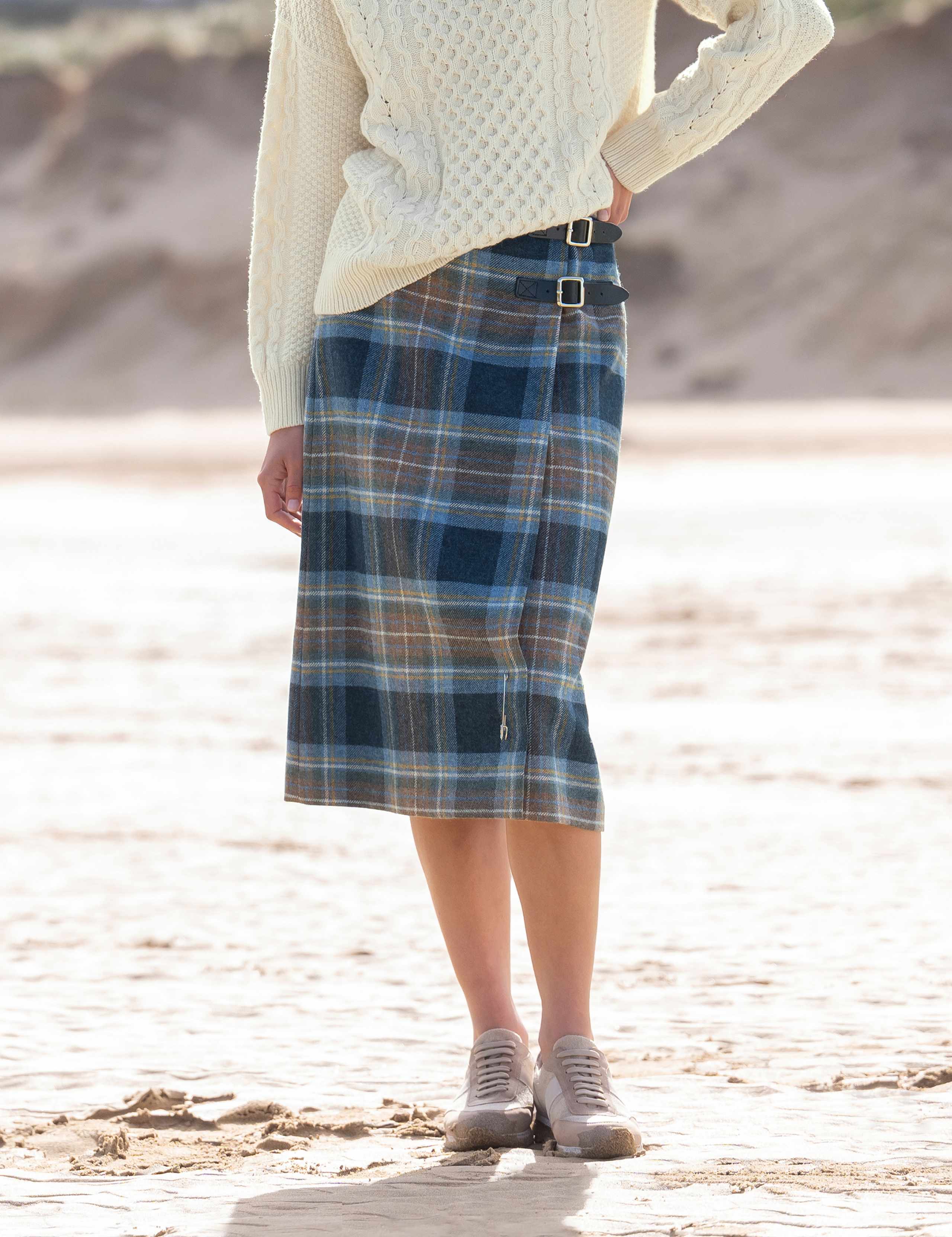 Pure Wool Checked Midi A-Line Skirt 6 of 6