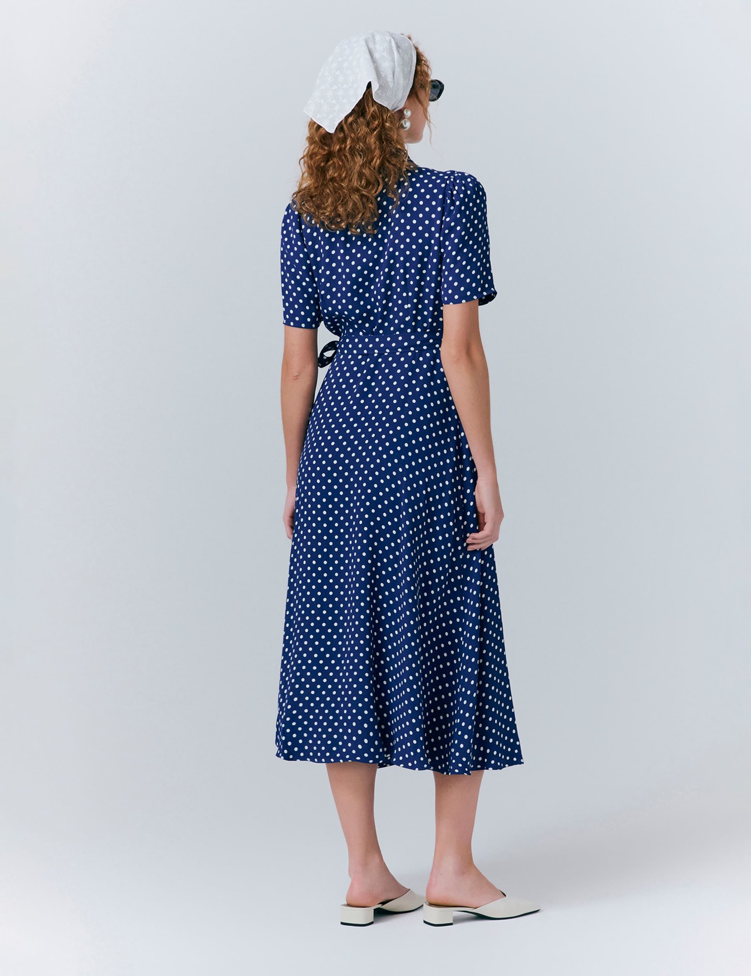 Crepe Spot Print Midaxi Wrap Tea Dress 3 of 5