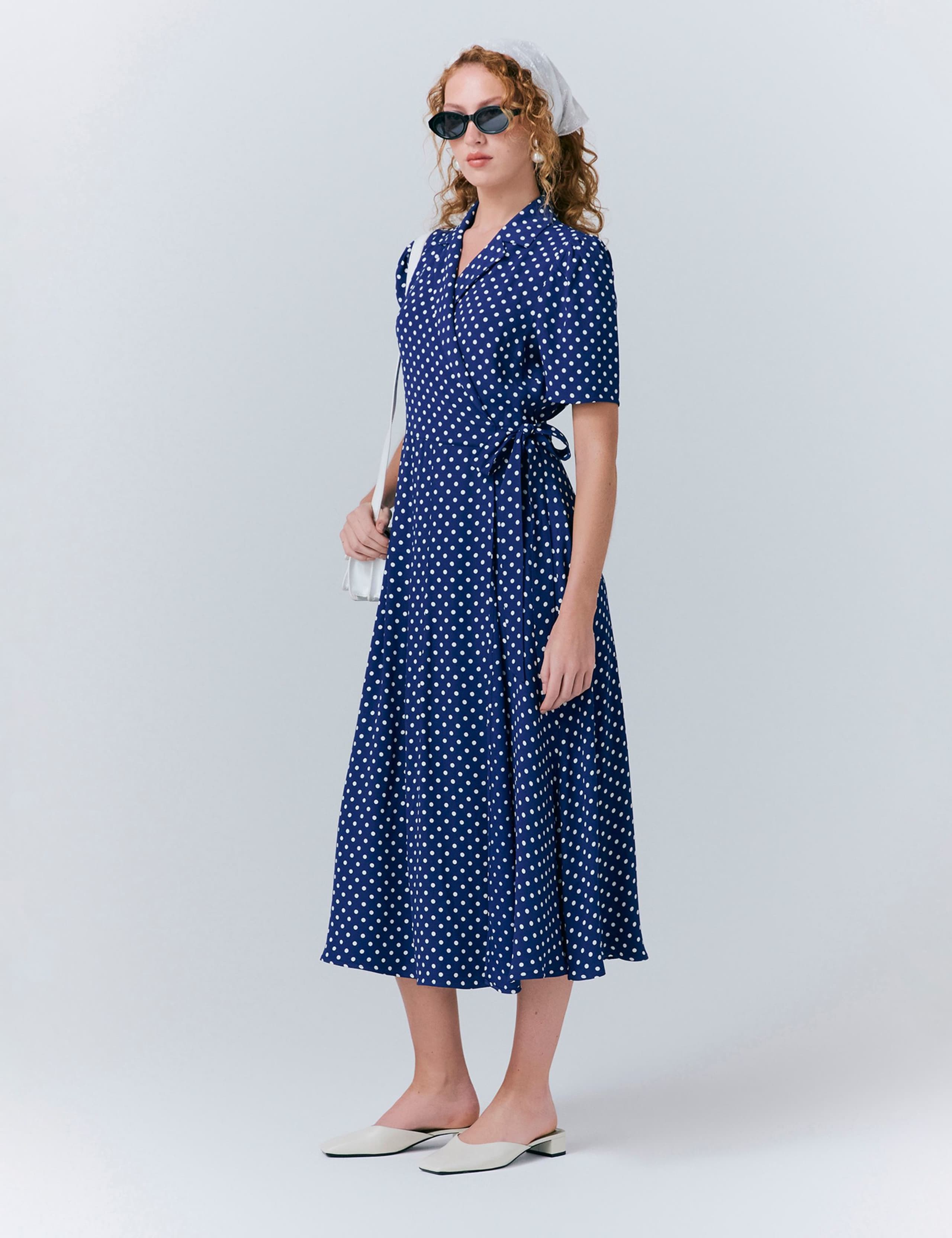 Crepe Spot Print Midaxi Wrap Tea Dress 4 of 5