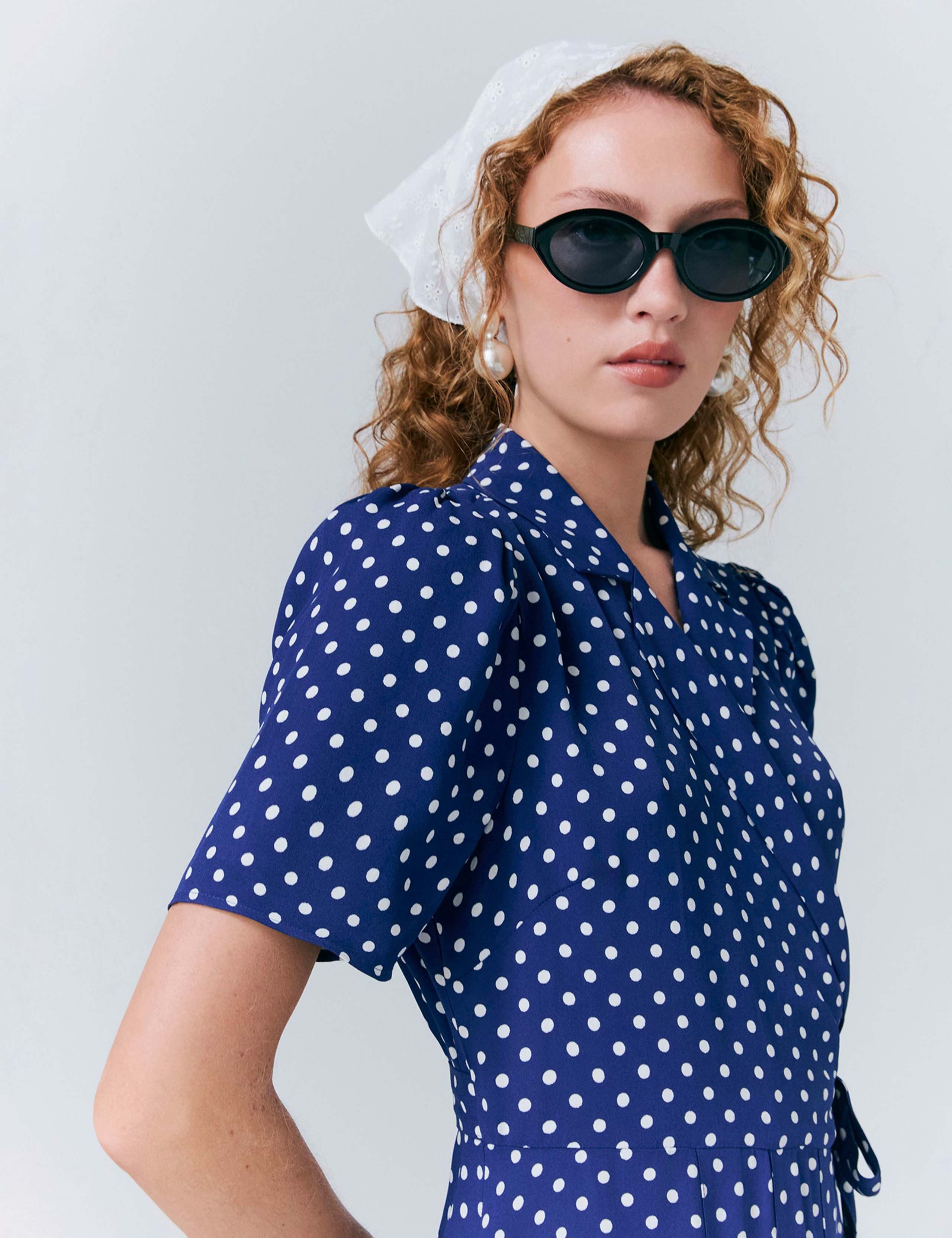 Crepe Spot Print Midaxi Wrap Tea Dress 5 of 5