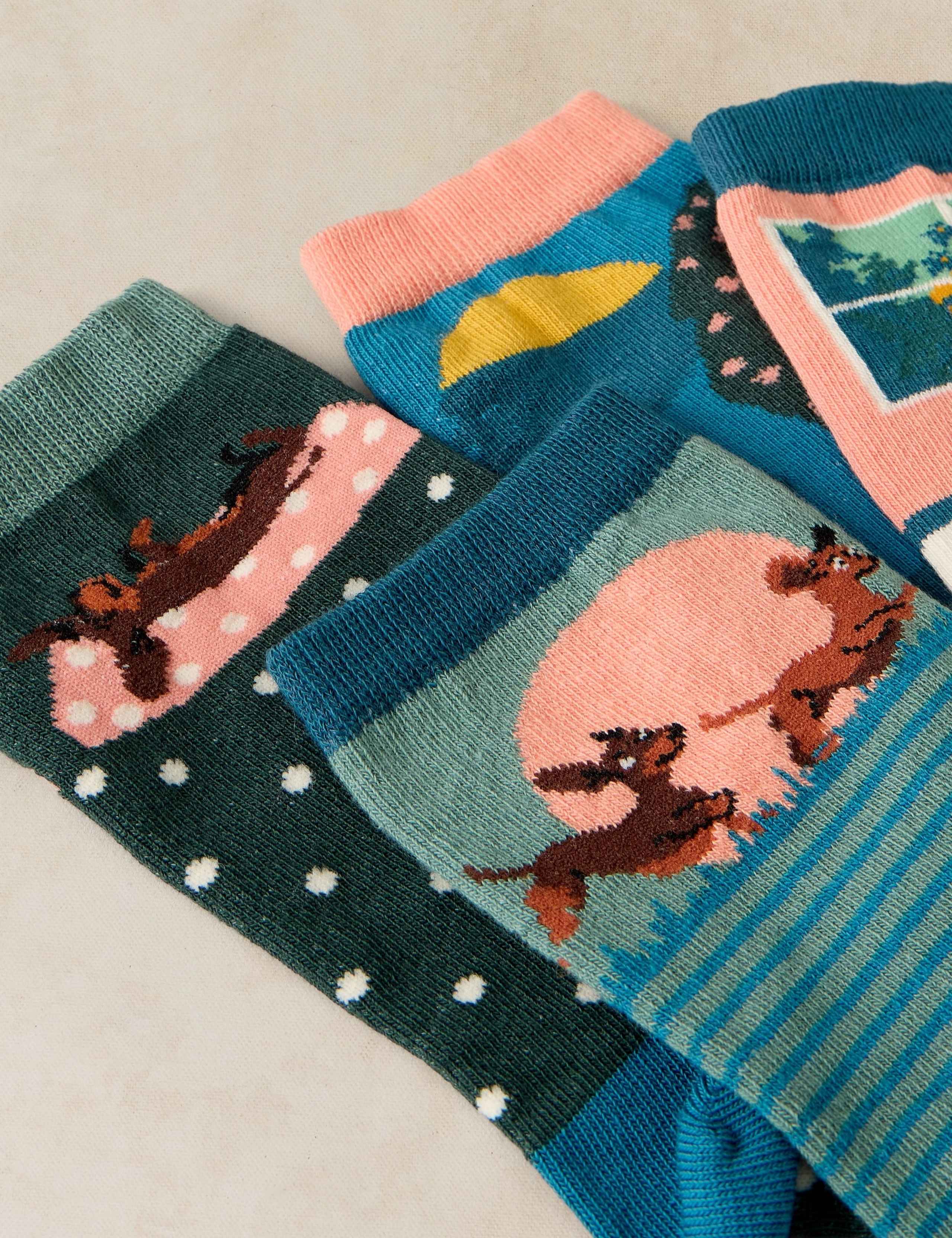 4 Pack Cotton Rich Playful Sausage Socks 3 of 4