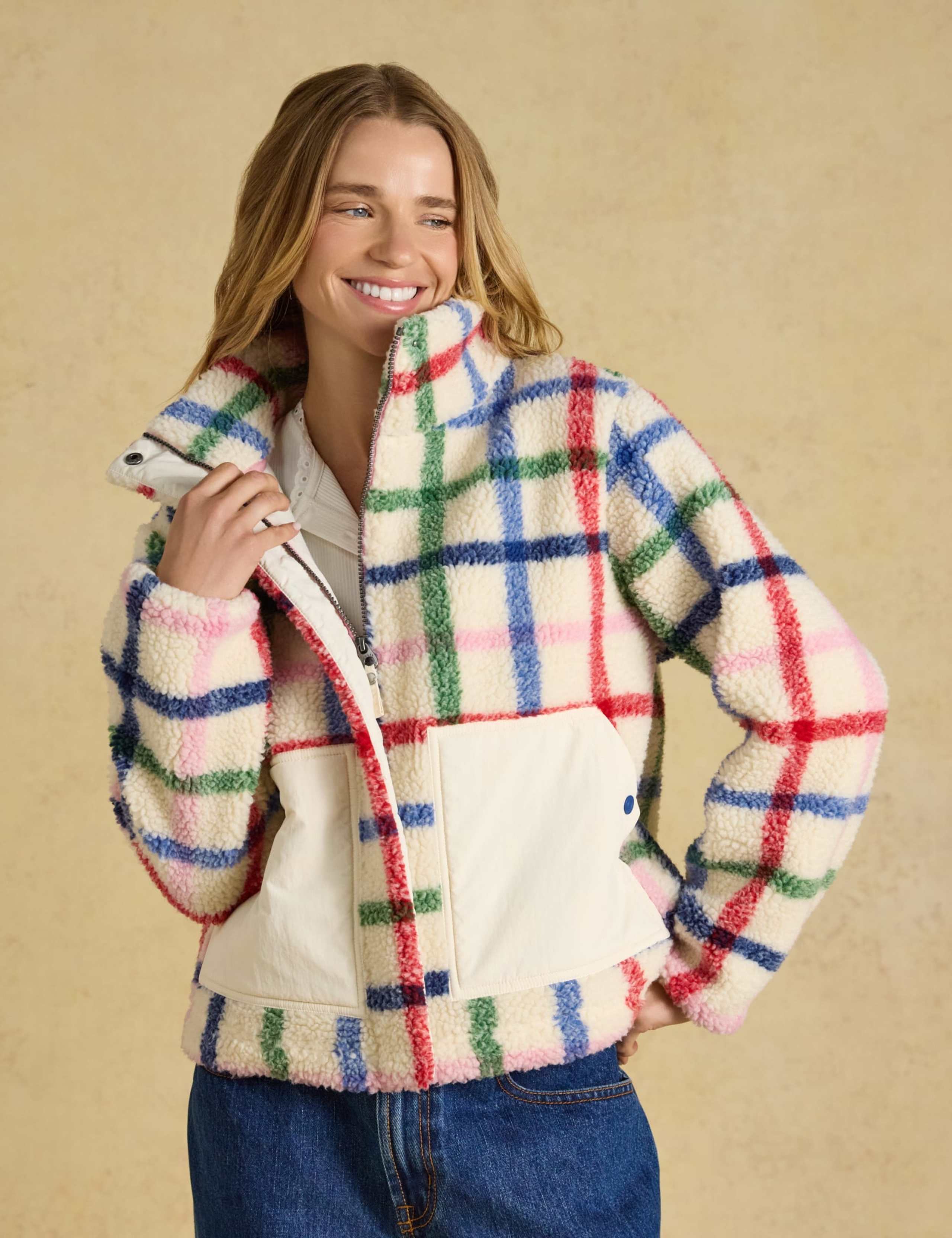 Checked Borg Funnel Neck Fleece 1 of 7