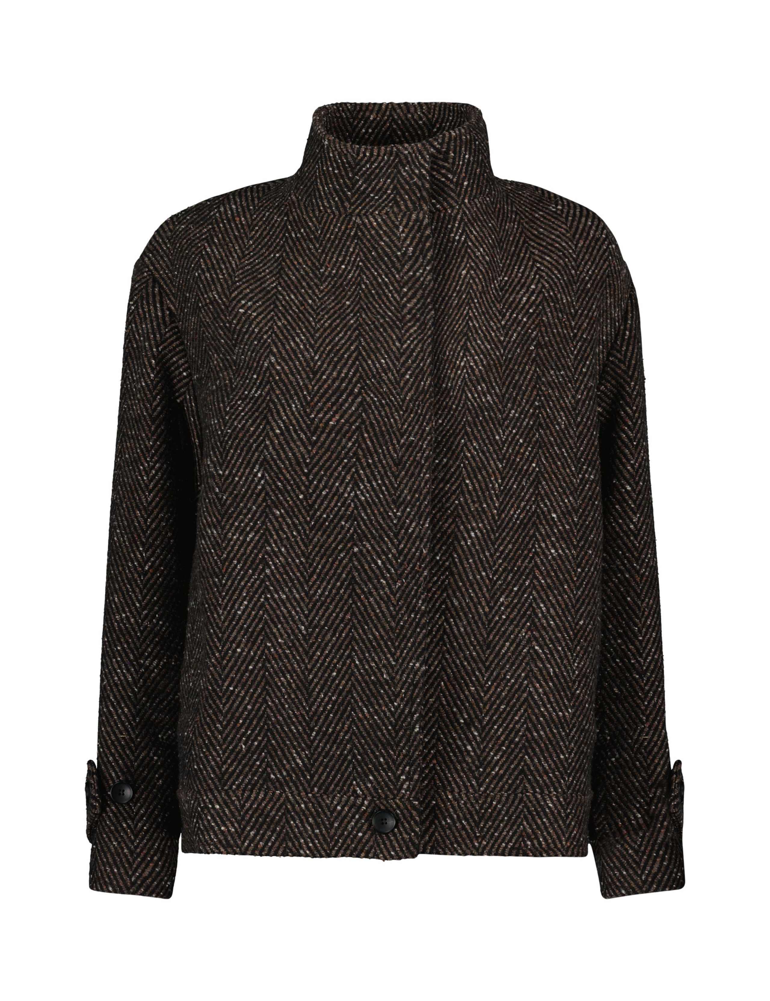 Wool Blend Cropped Overcoat with Silk 2 of 6