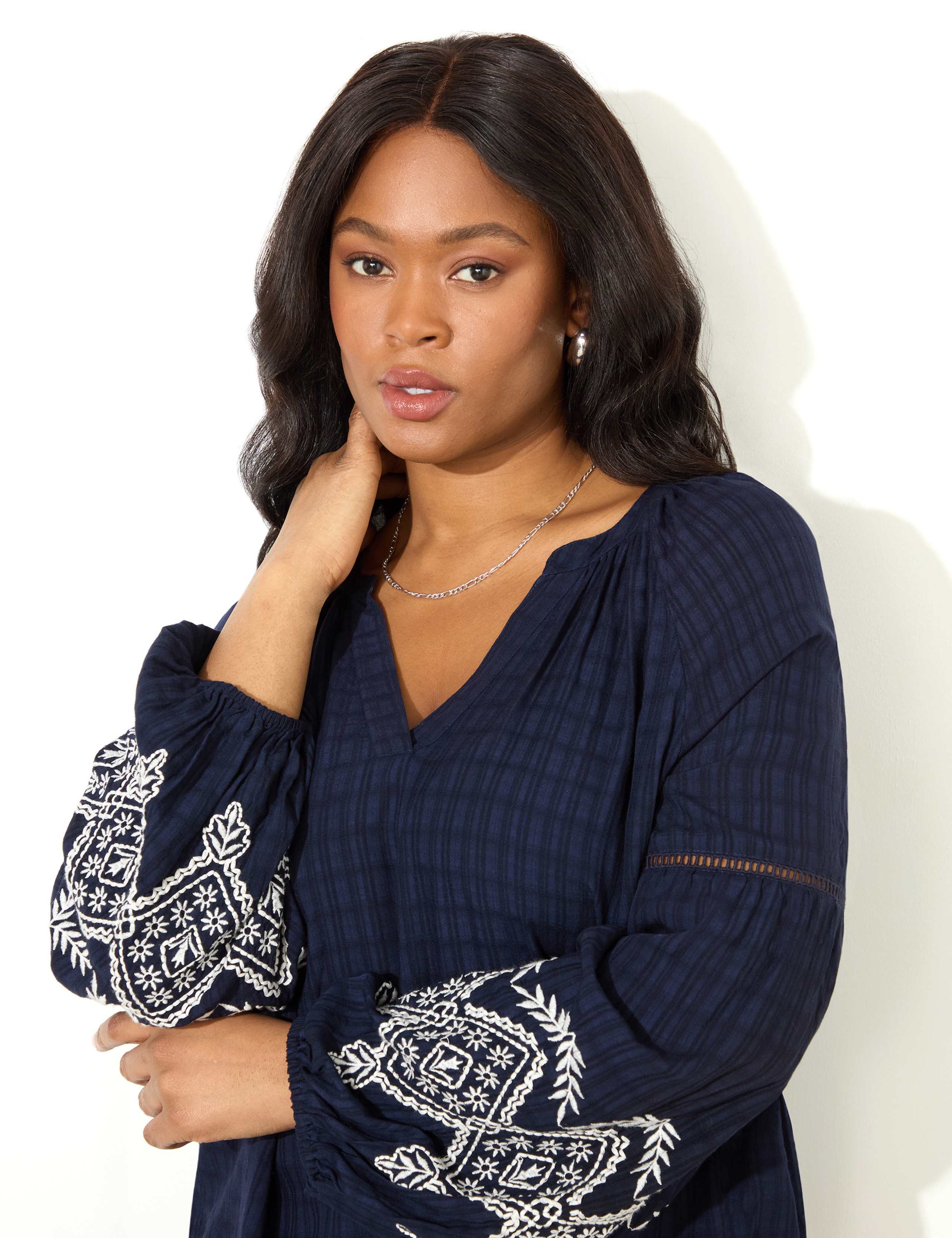 Embroidered V-Neck Top 4 of 5
