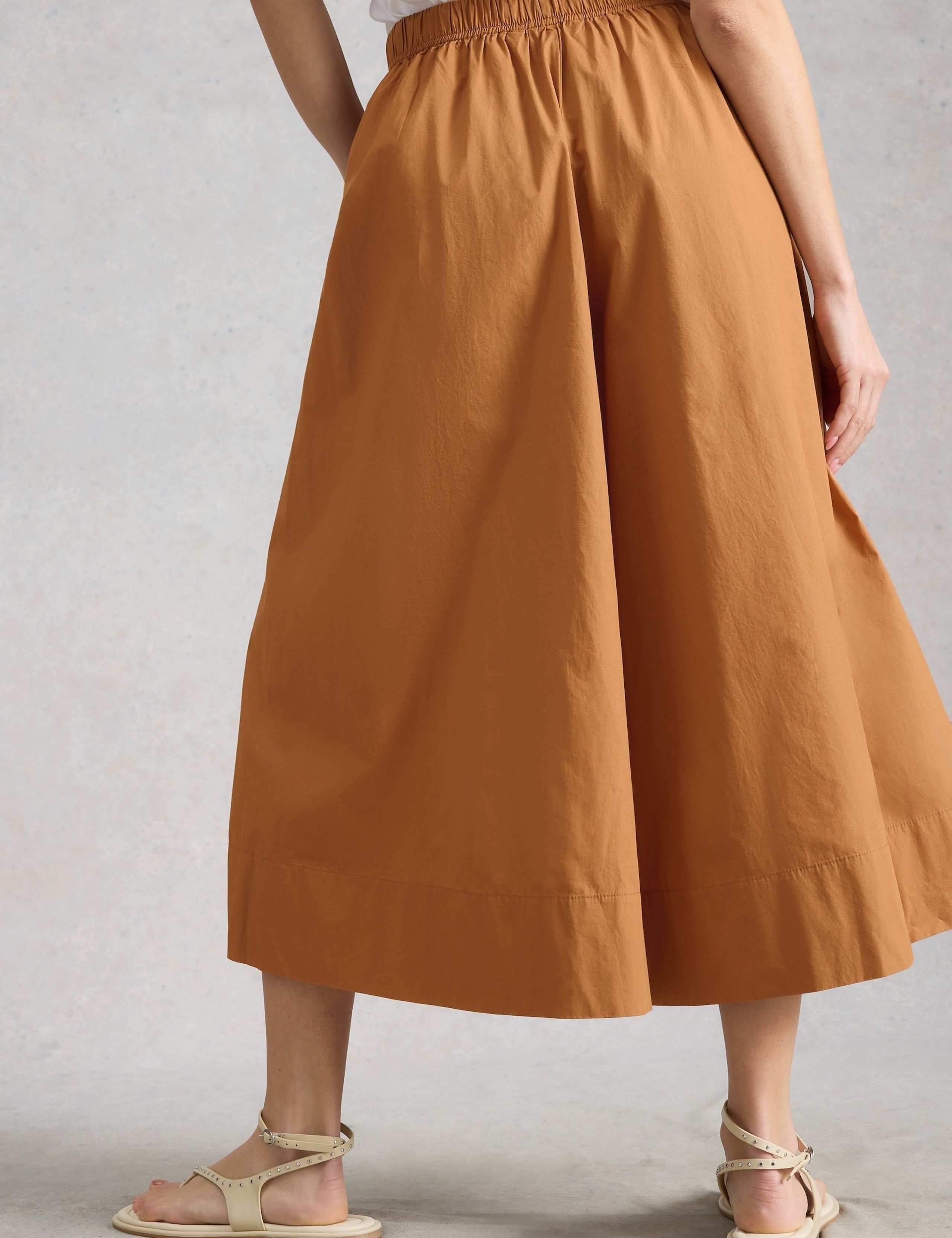 Pure Cotton Wide Leg Cropped Trousers 4 of 6