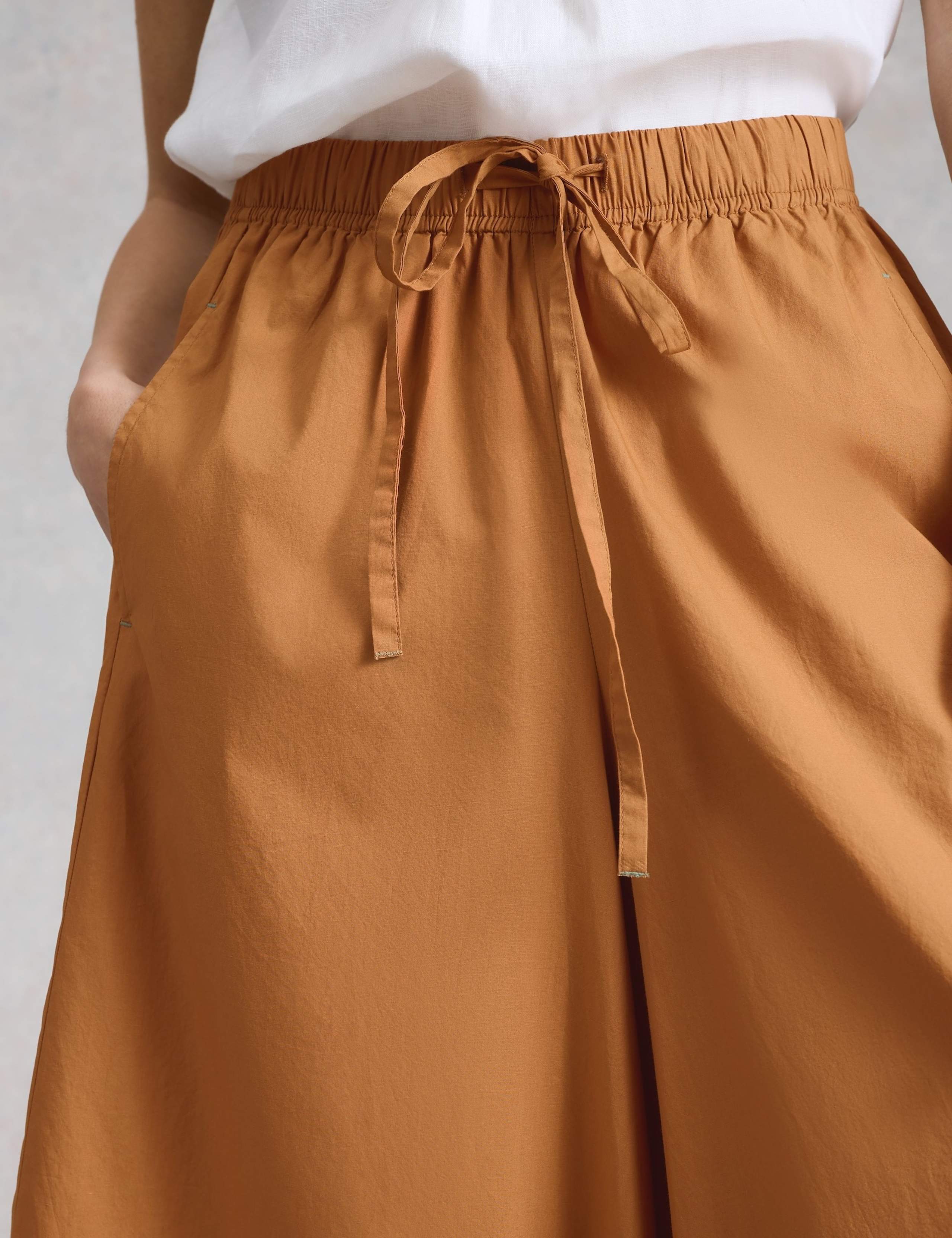 Pure Cotton Wide Leg Cropped Trousers 6 of 6