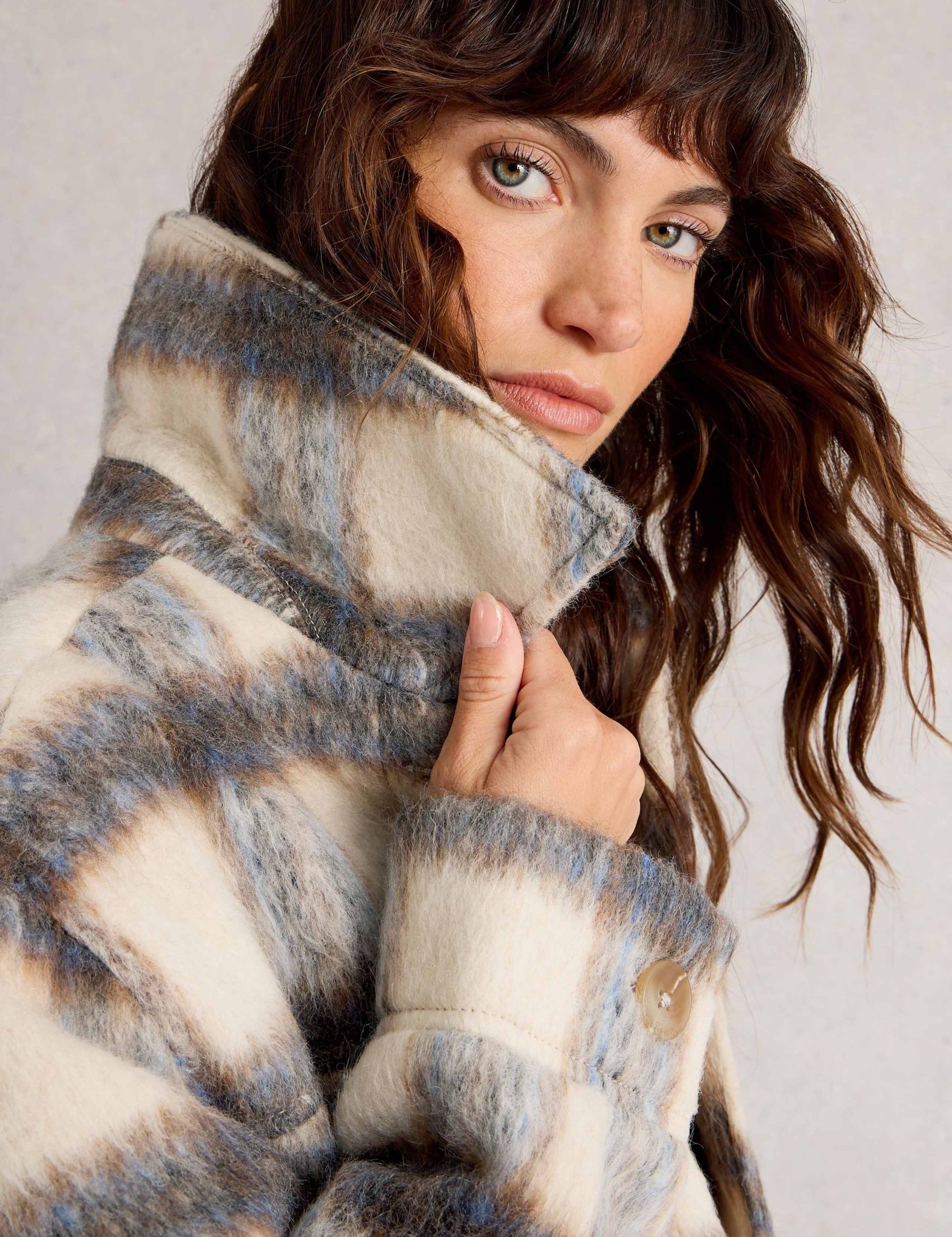 Wool Blend Checked Collared Relaxed Jacket 5 of 6