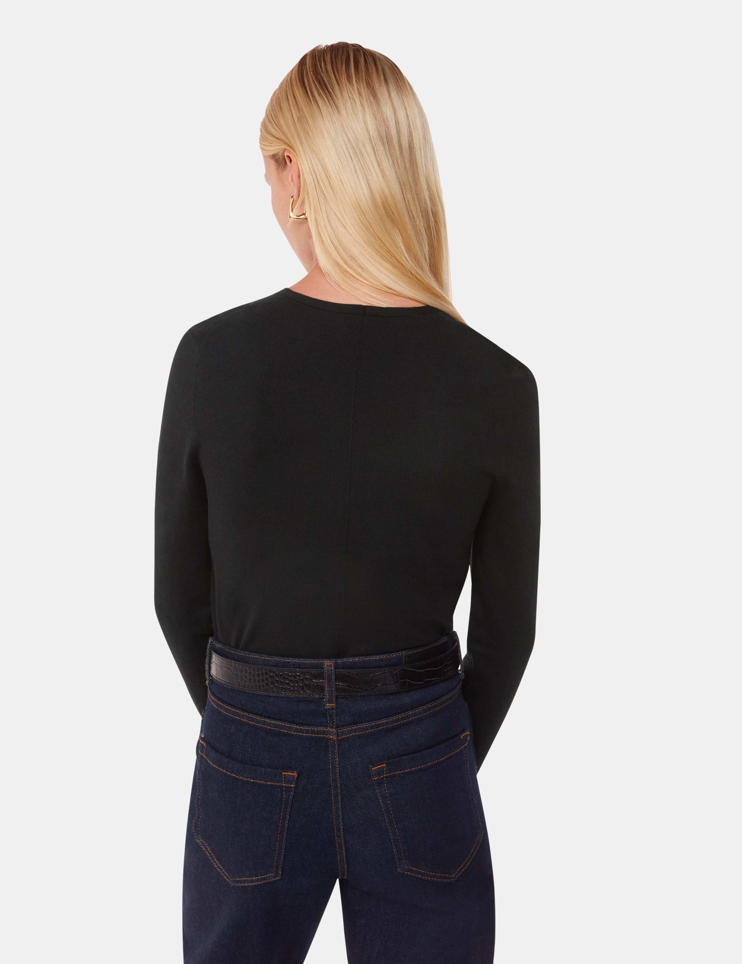 Mila Cotton Blend Ribbed V-Neck Jumper 3 of 4