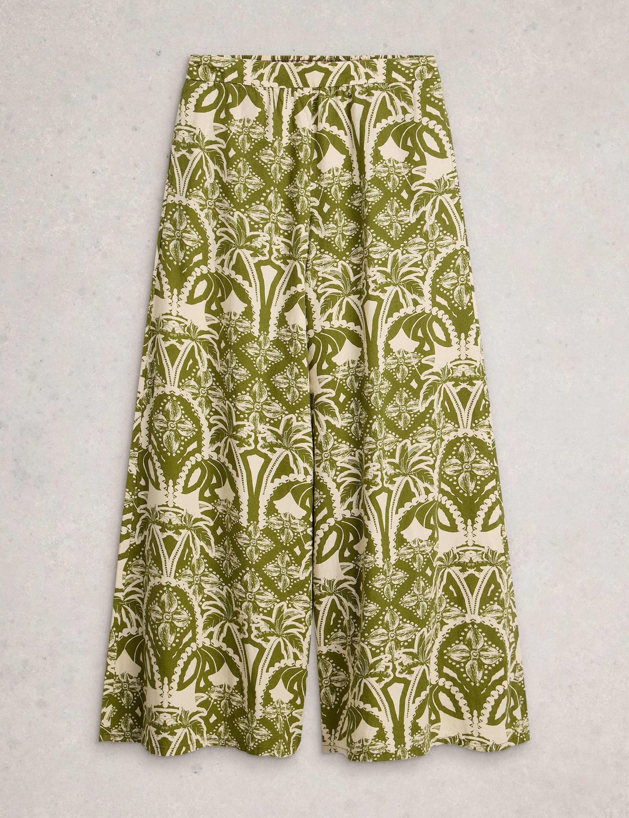 Linen Rich Floral Wide Leg Trousers 2 of 6