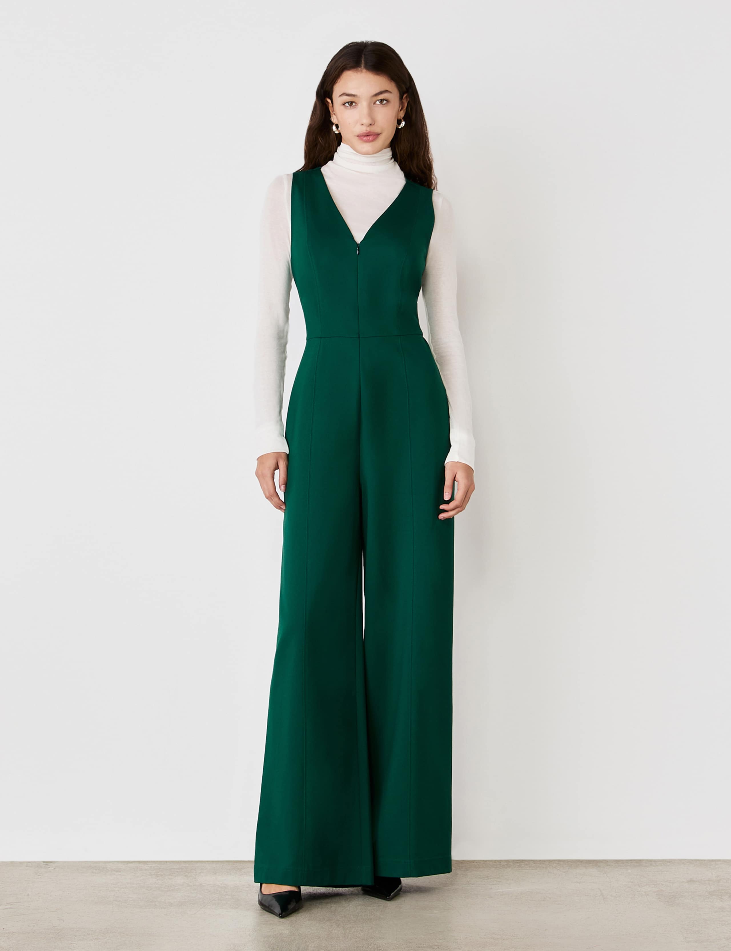 Ponte Jersey Sleeveless Wide Leg Jumpsuit 2 of 6