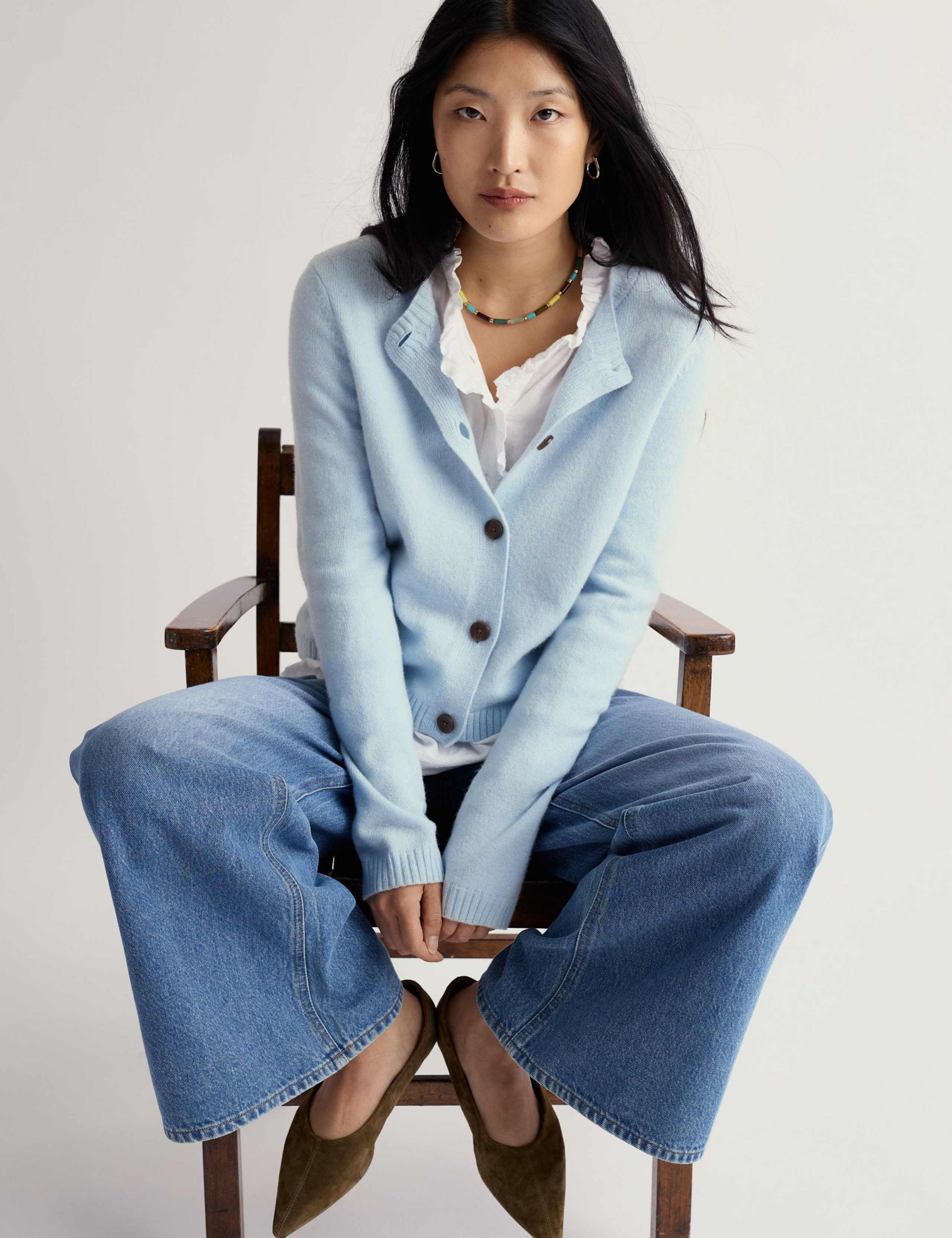 Merino Wool Rich Crew Neck Cardigan 3 of 5