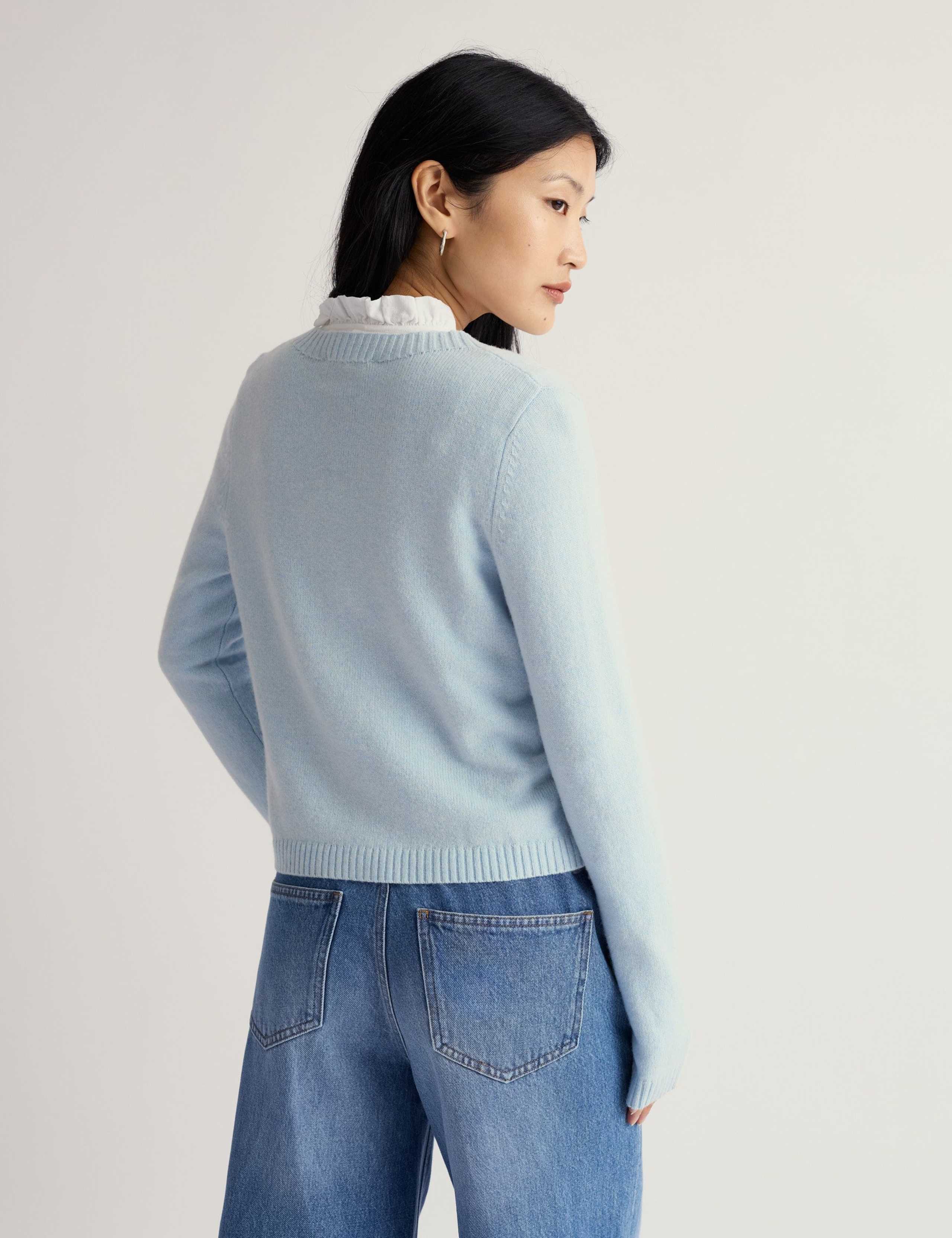 Merino Wool Rich Crew Neck Cardigan 4 of 5