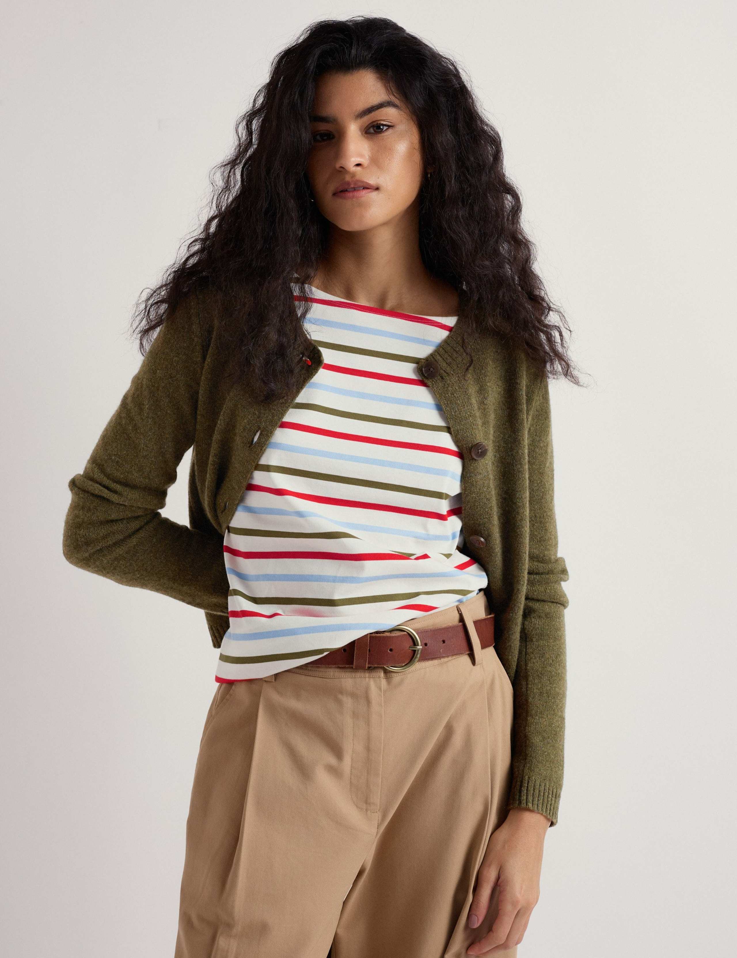 Merino Wool Rich Crew Neck Cardigan 3 of 5