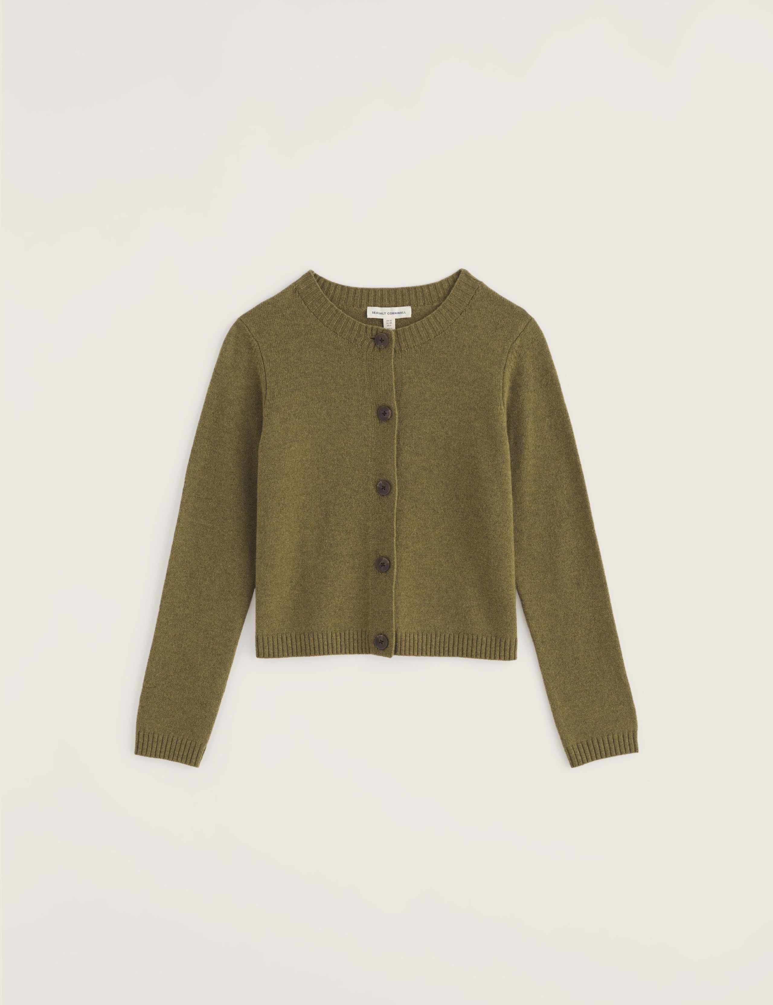 Merino Wool Rich Crew Neck Cardigan 2 of 5