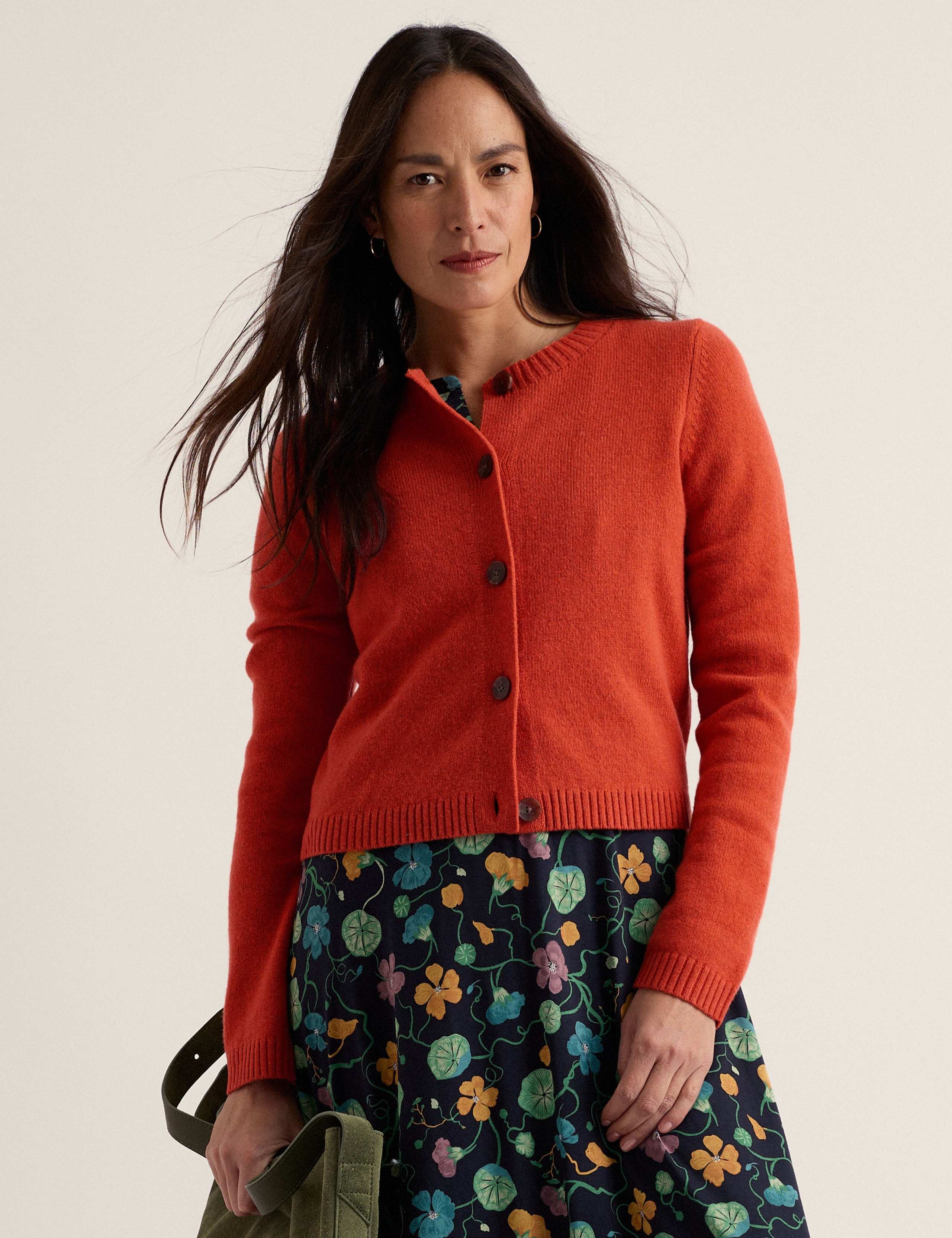 Merino Wool Rich Crew Neck Cardigan 4 of 5