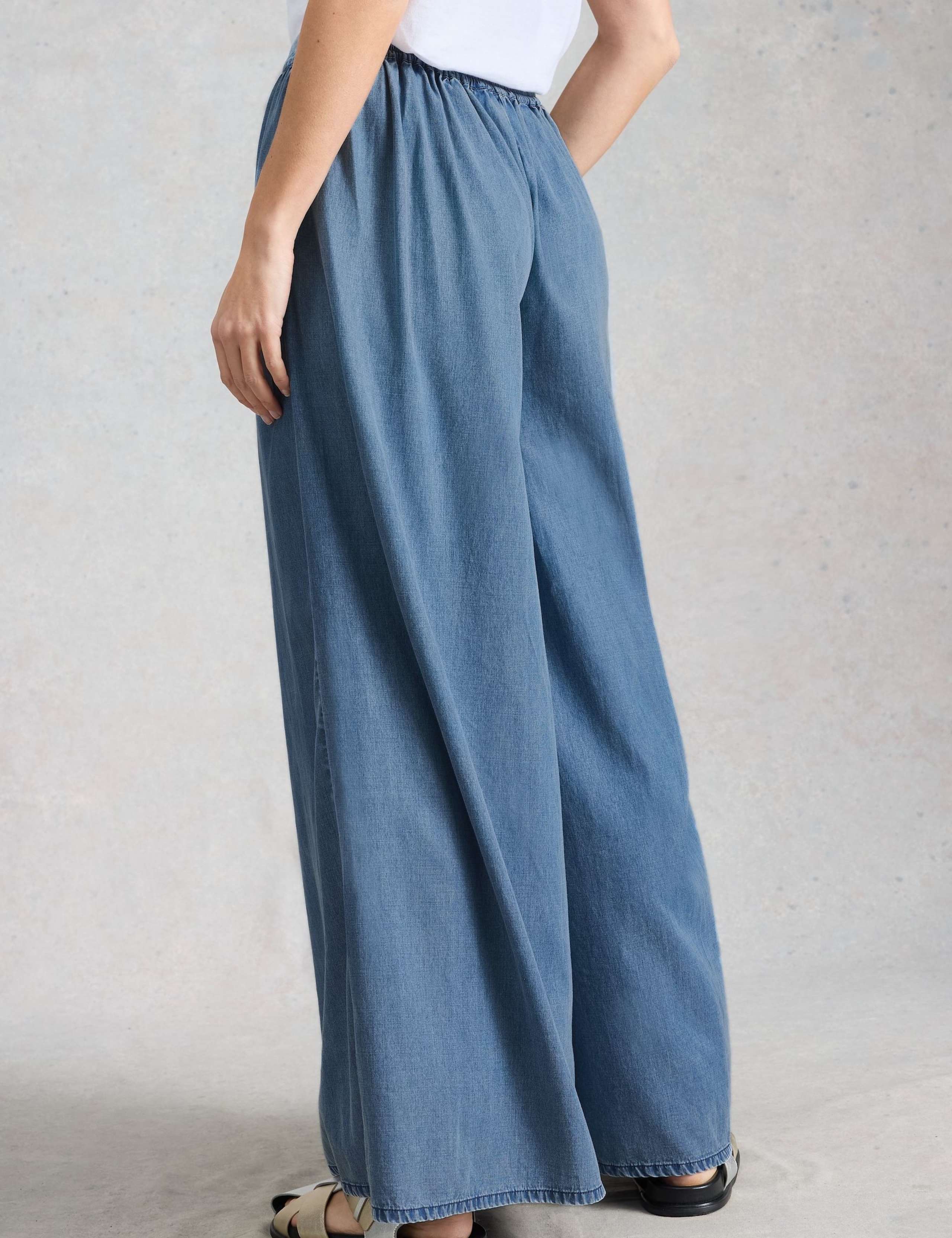 Lyocell Rich Denim Palazzo Trousers 3 of 6