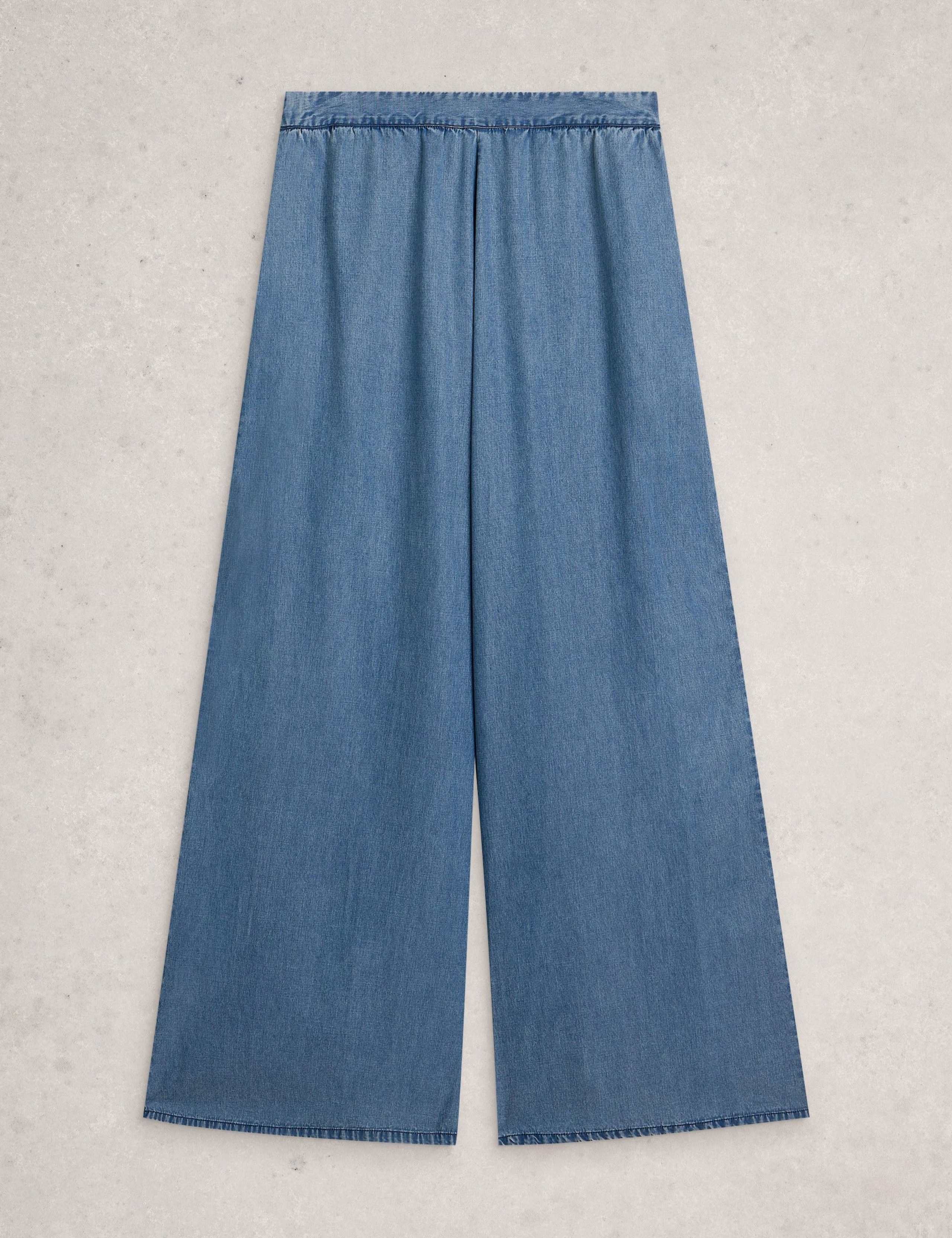 Lyocell Rich Denim Palazzo Trousers 2 of 6